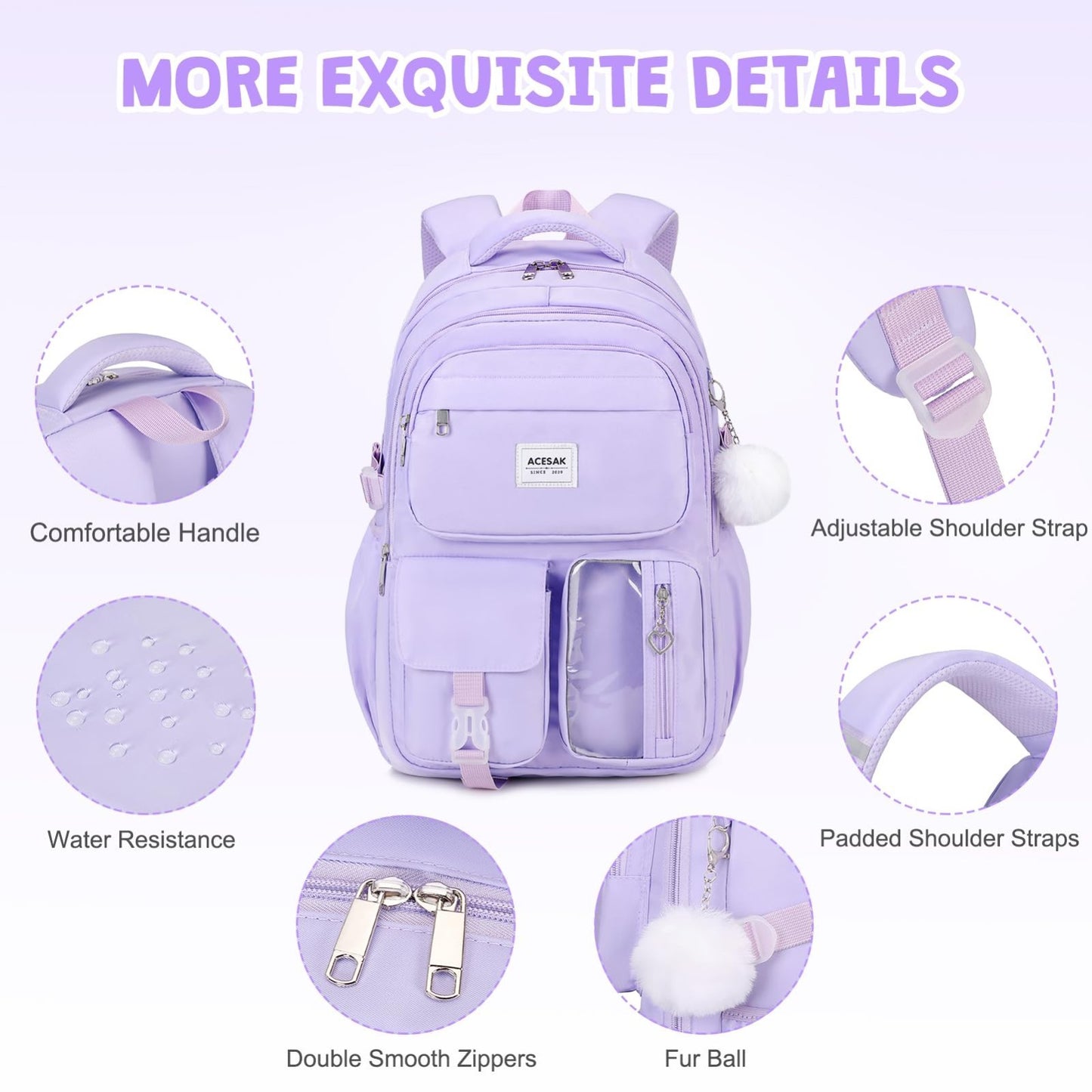 Stylish Girls Backpack Set with Lunch Bag & Pencil Pouch   Teen Laptop Bookbag,4