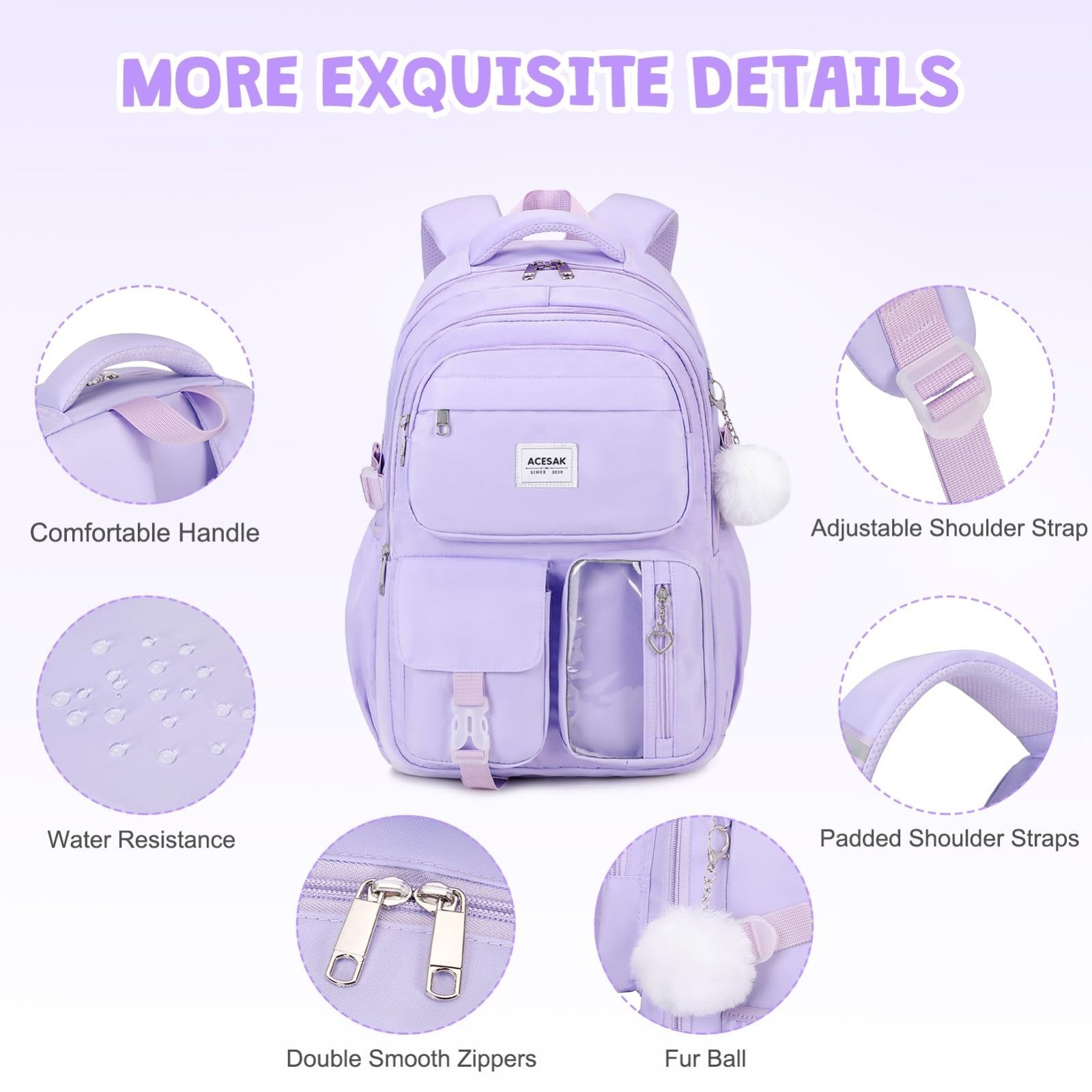 Stylish Girls Backpack Set with Lunch Bag & Pencil Pouch   Teen Laptop Bookbag,4
