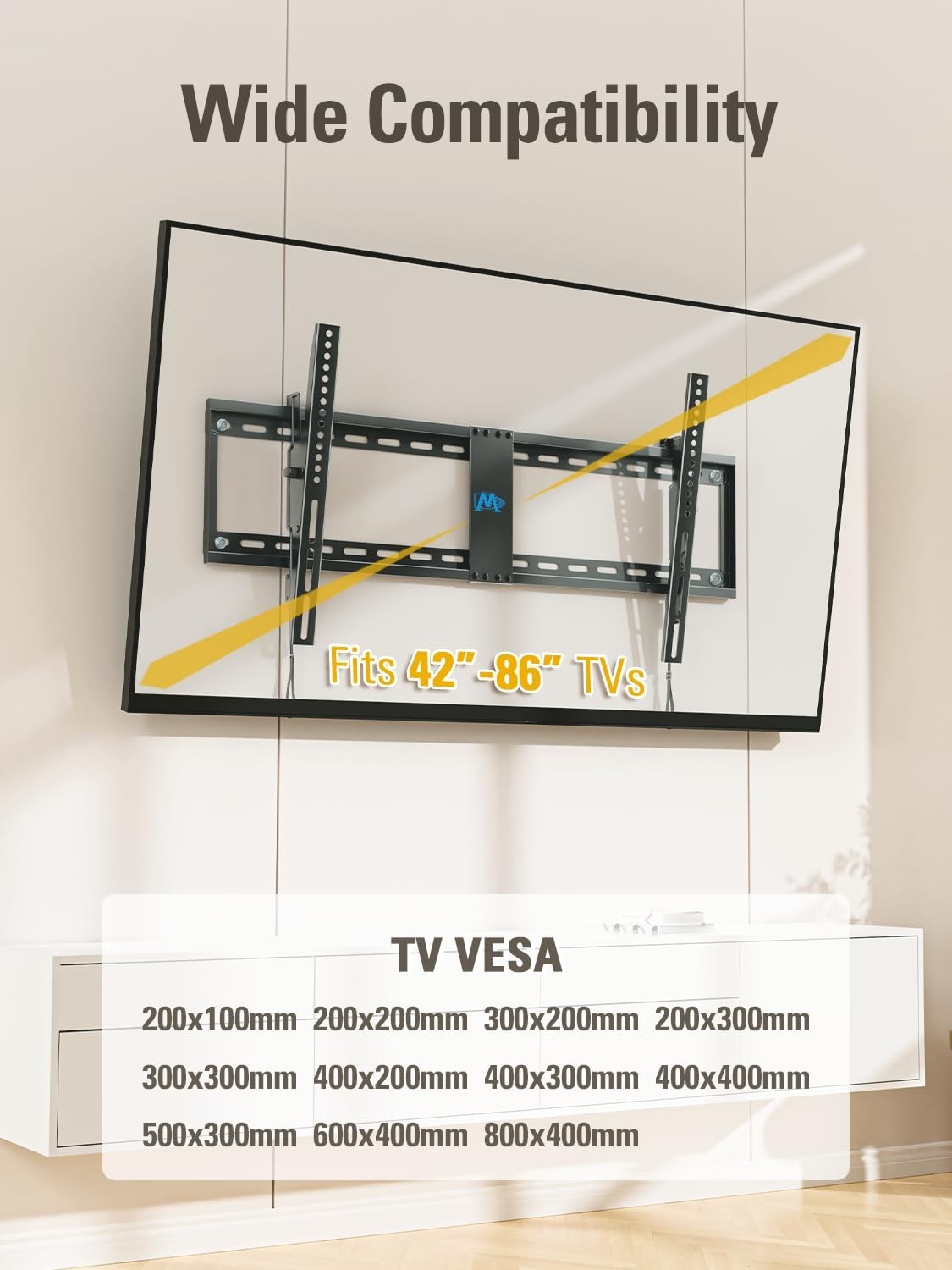 Universal Tilting TV Wall Mount for 42 86" TVs, VESA 800x400mm, Easy Level Adjus5
