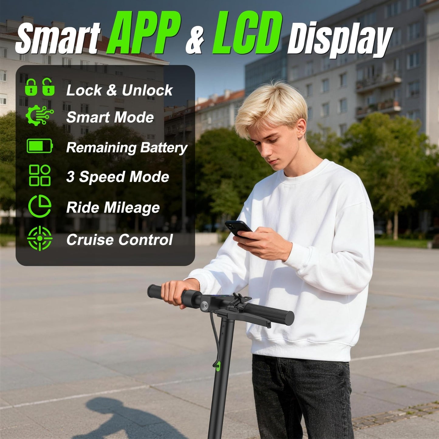 Electric Scooter for Adults, 350W/500W Motor, Long Range 5-28 Miles, 19 MPH Spee6