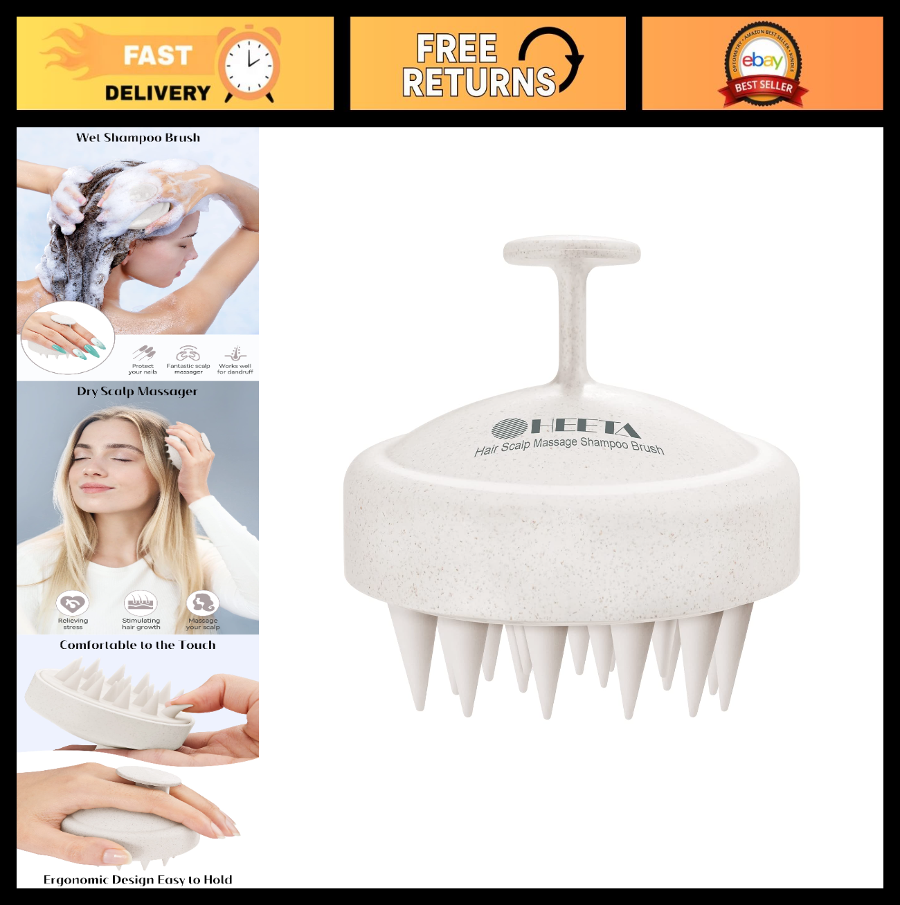 Scalp Massager Brush for Hair Growth, Soft Silicone Shampoo Scrubber, Dandruff R0