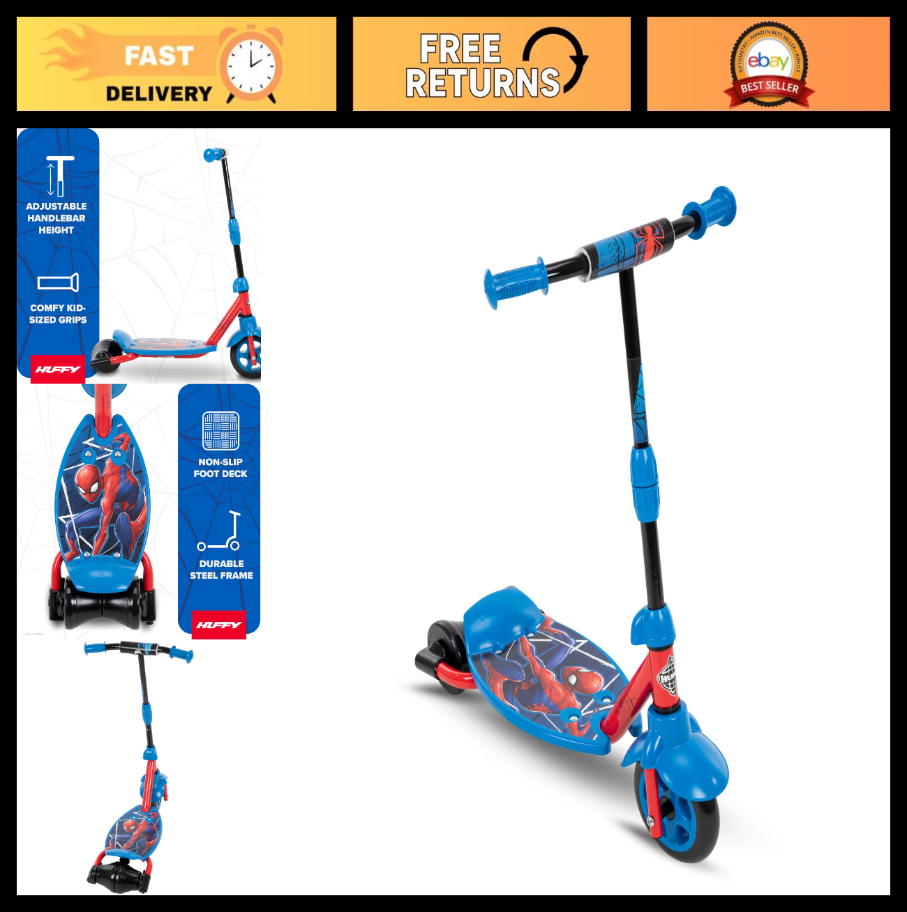 3-Wheel Toddler Scooter for Ages 3+, Colorful Character Graphics, Fun Outdoor Ri0