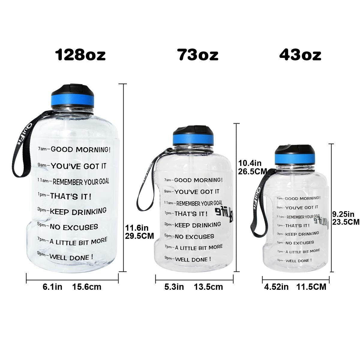 1 Gallon Motivational Water Bottle with Time Marker & Straw - BPA Free, Leak Pro2