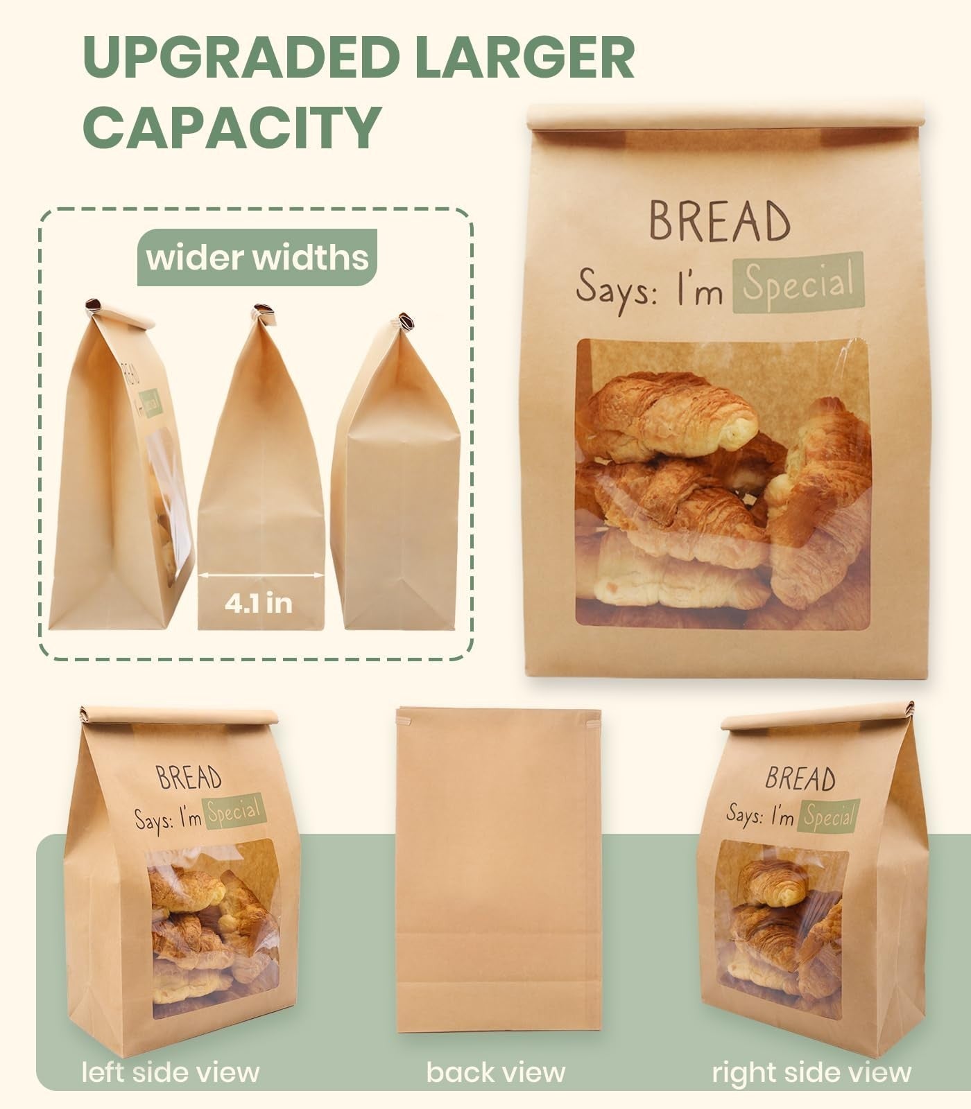 100PCS Kraft Bread Bags with Large Window - Perfect for Bakery & Homemade Loaves5
