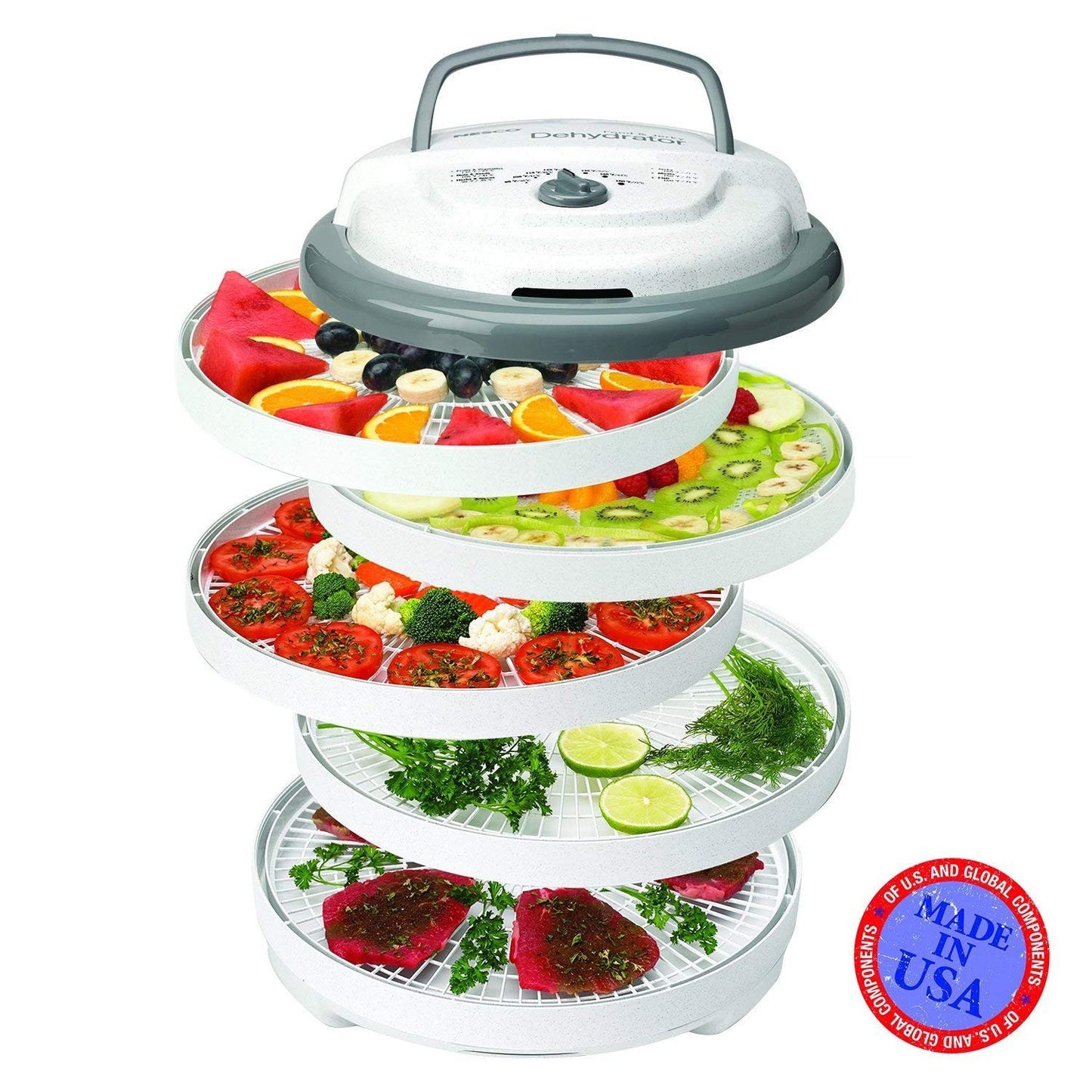 Food Dehydrator for Snacks, Fruit, Beef Jerky - Adjustable Temperature, Gray3