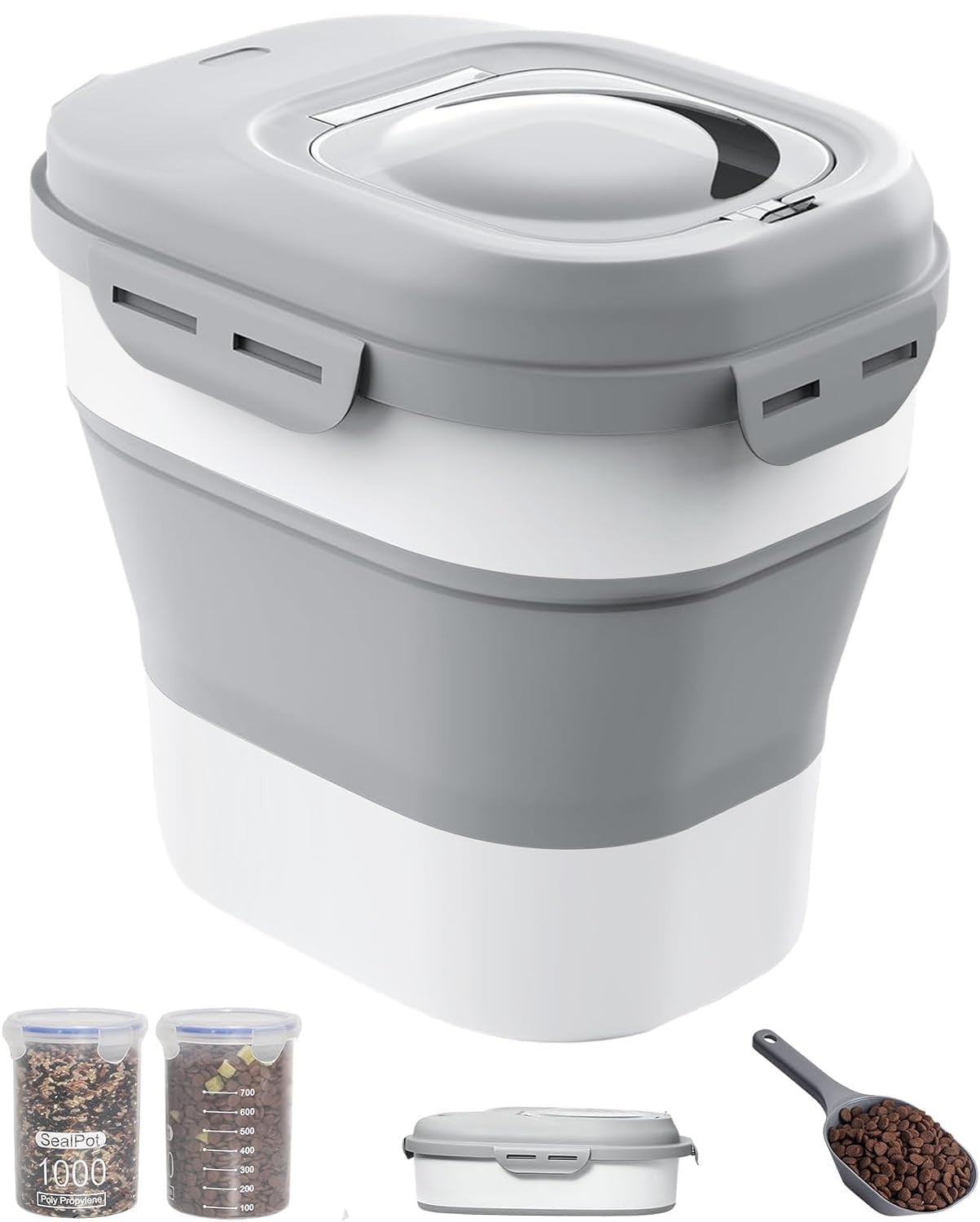 Collapsible Dog Food Storage Container - 30-35 Lbs Capacity, Airtight & Durable1