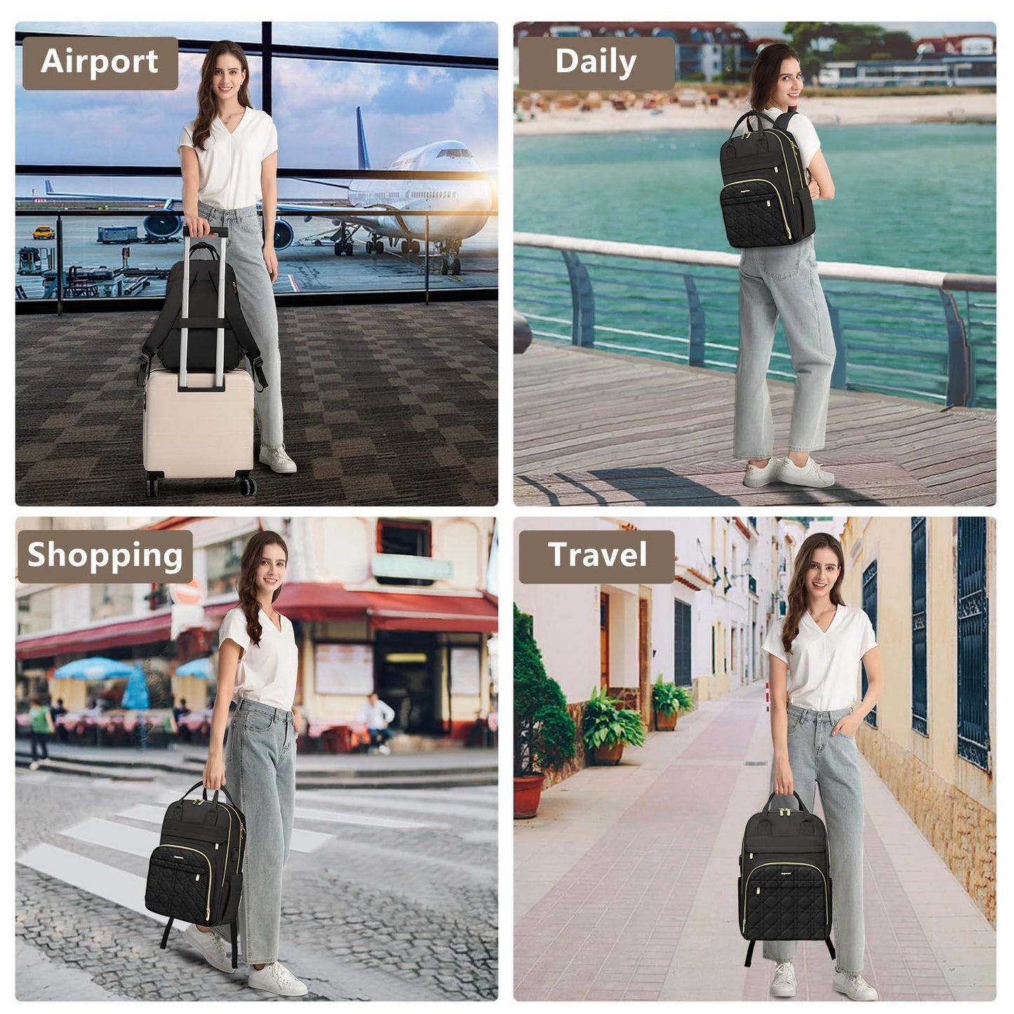 Stylish 15.6" Laptop Backpack for Women & Teens   Waterproof, USB Charger, Casua5