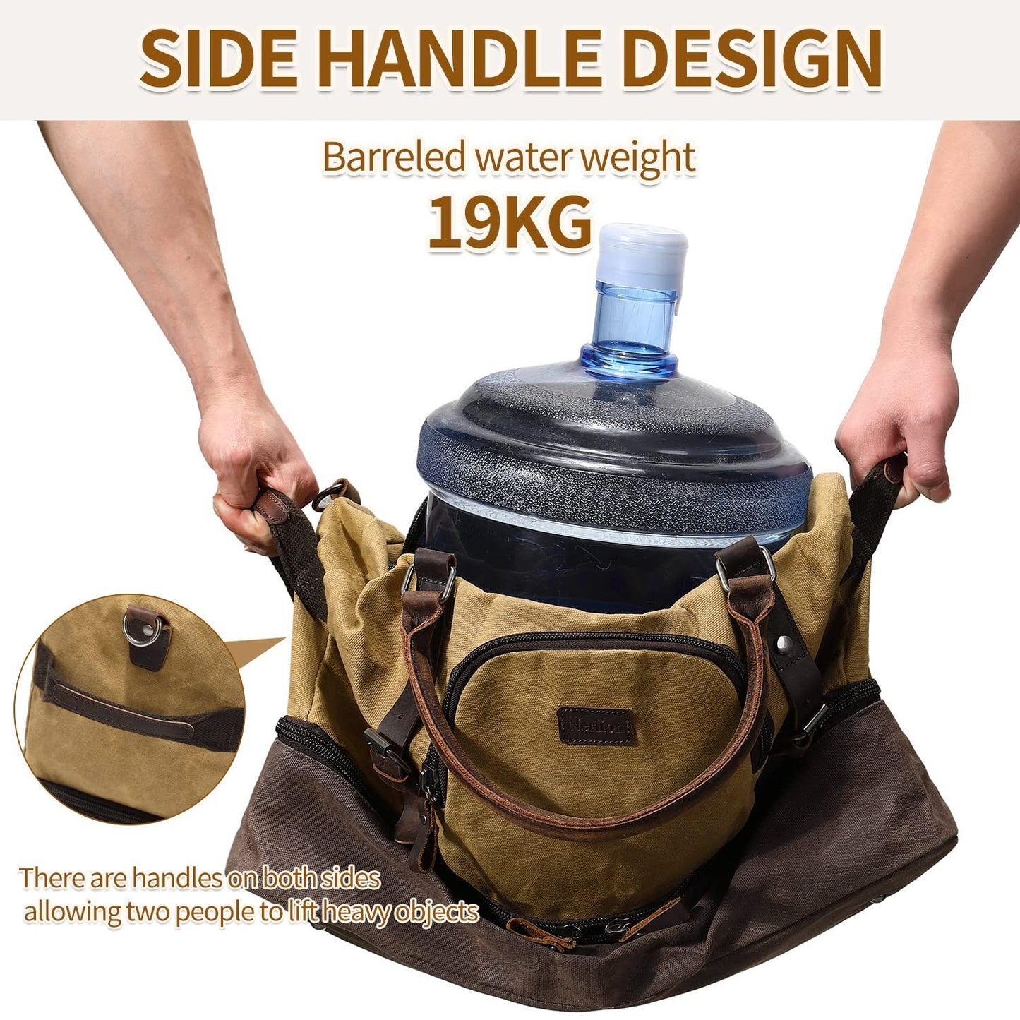 Large Canvas Overnight Bag with Shoe Compartment - Men's Travel Duffel Luggage7