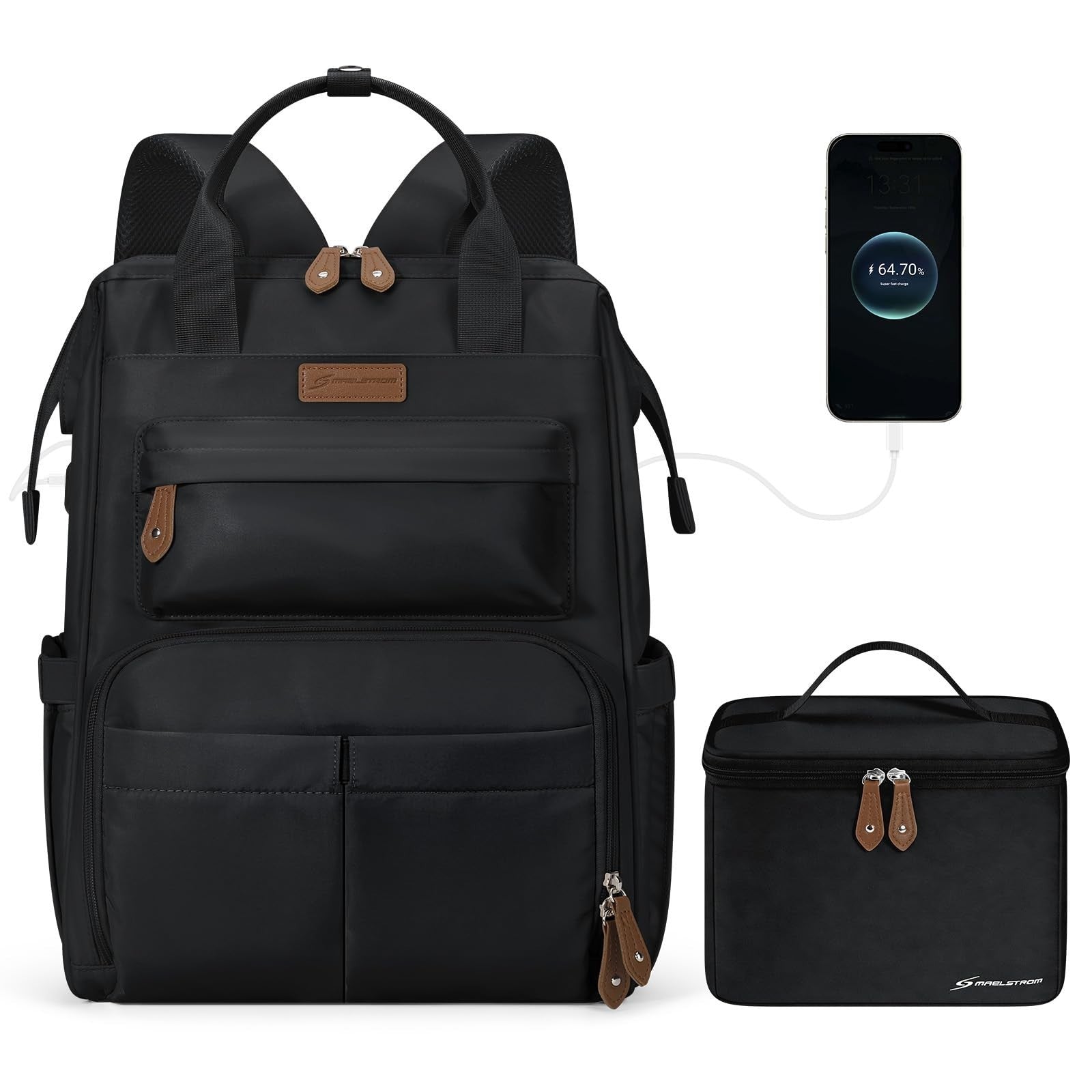 15.6 17.3" Laptop Backpack with Lunch Box, Stylish Work Bag for Men & Women1