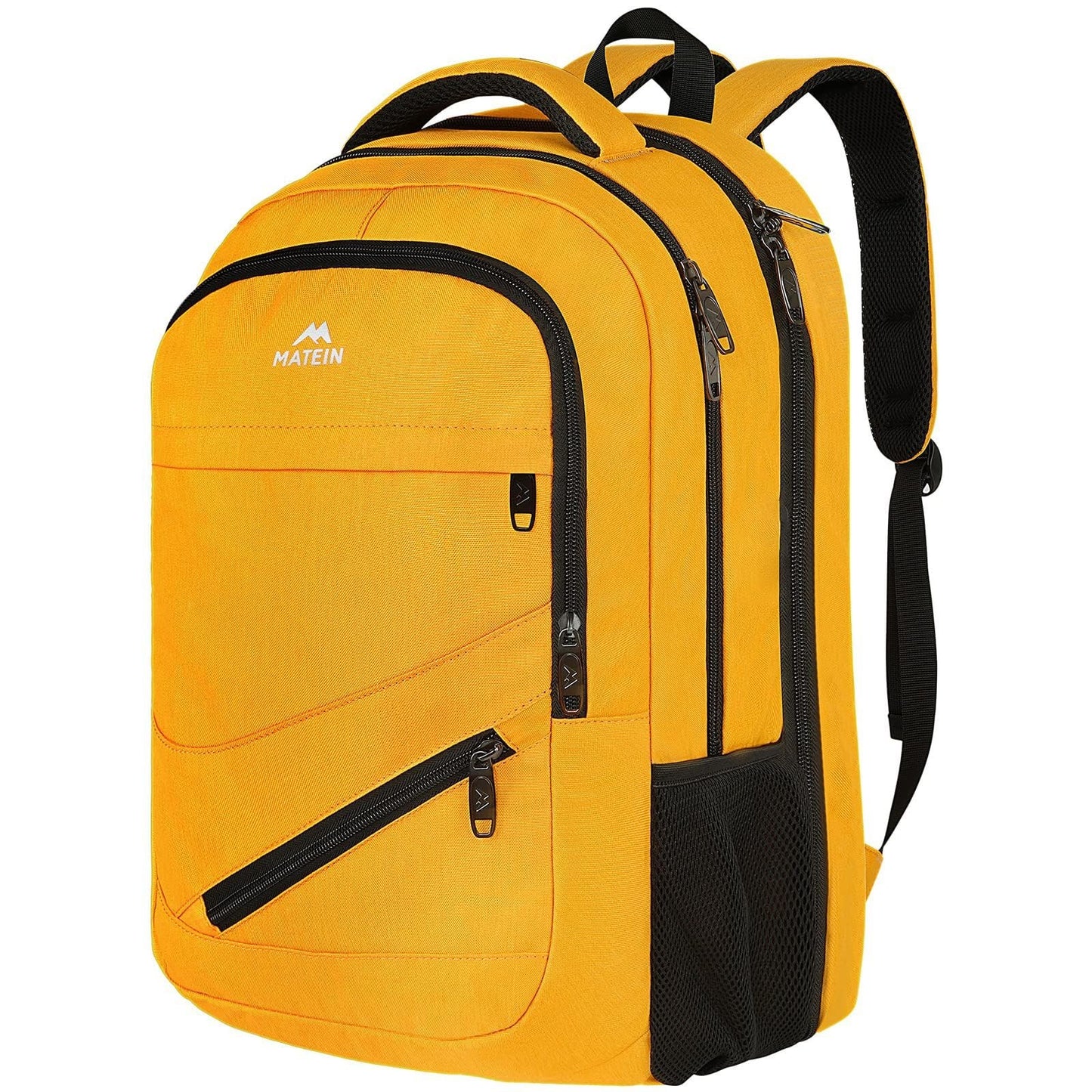 Water Resistant Yellow Backpack for Women, 17" Travel Carry On Bag, Stylish & Du0