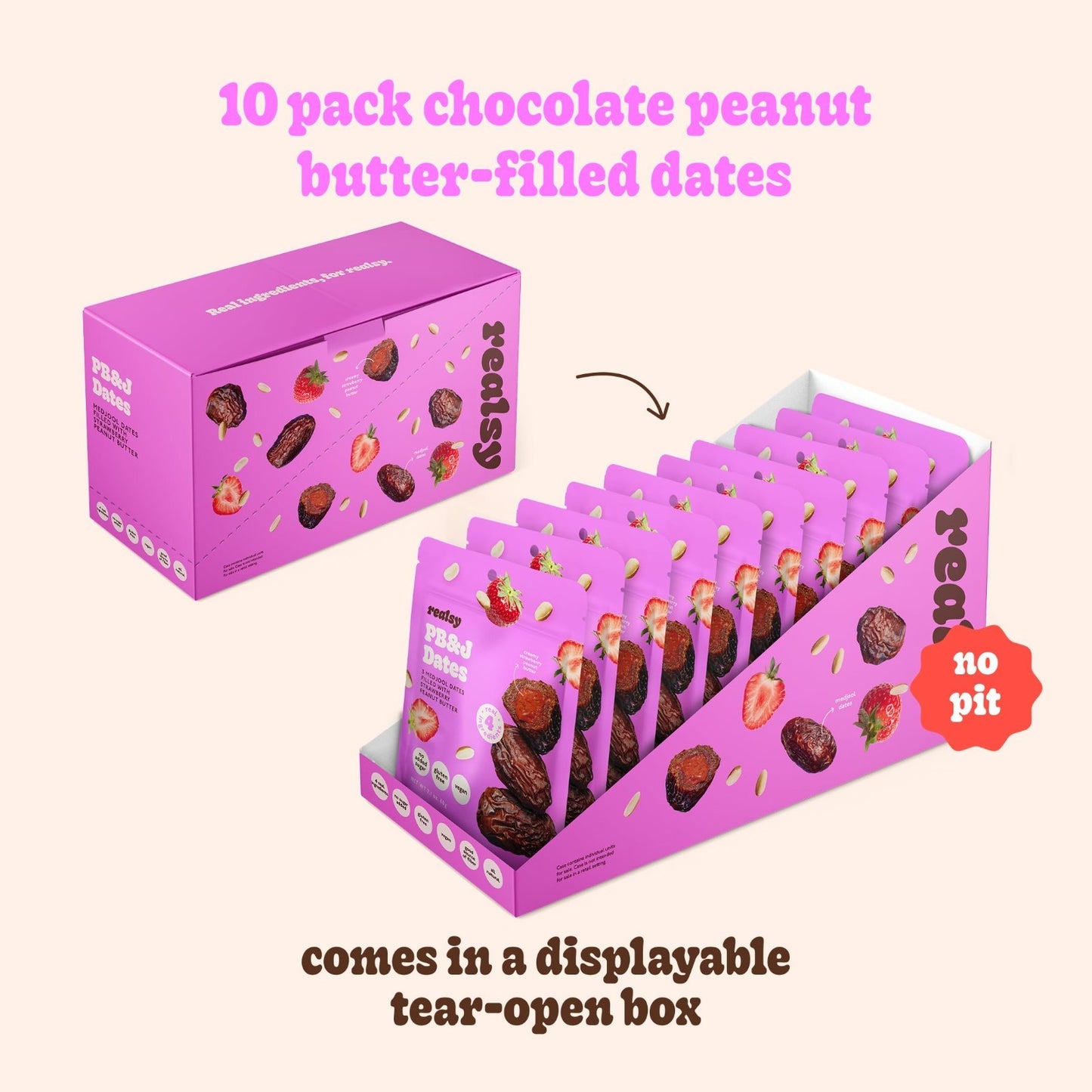 Organic Peanut Butter & Jelly Stuffed Medjool Dates - No Sugar Added, Vegan Snac7