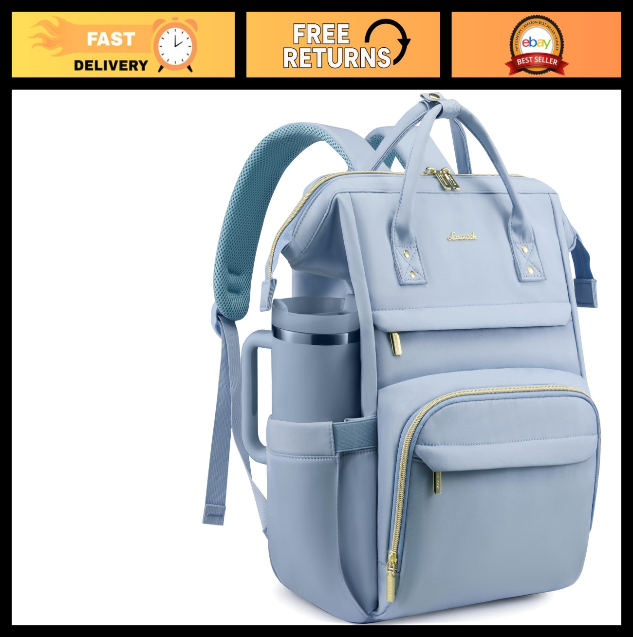 Spacious Waterproof Laptop Backpack with Tumbler Holder, 17" Travel Bag for Work0