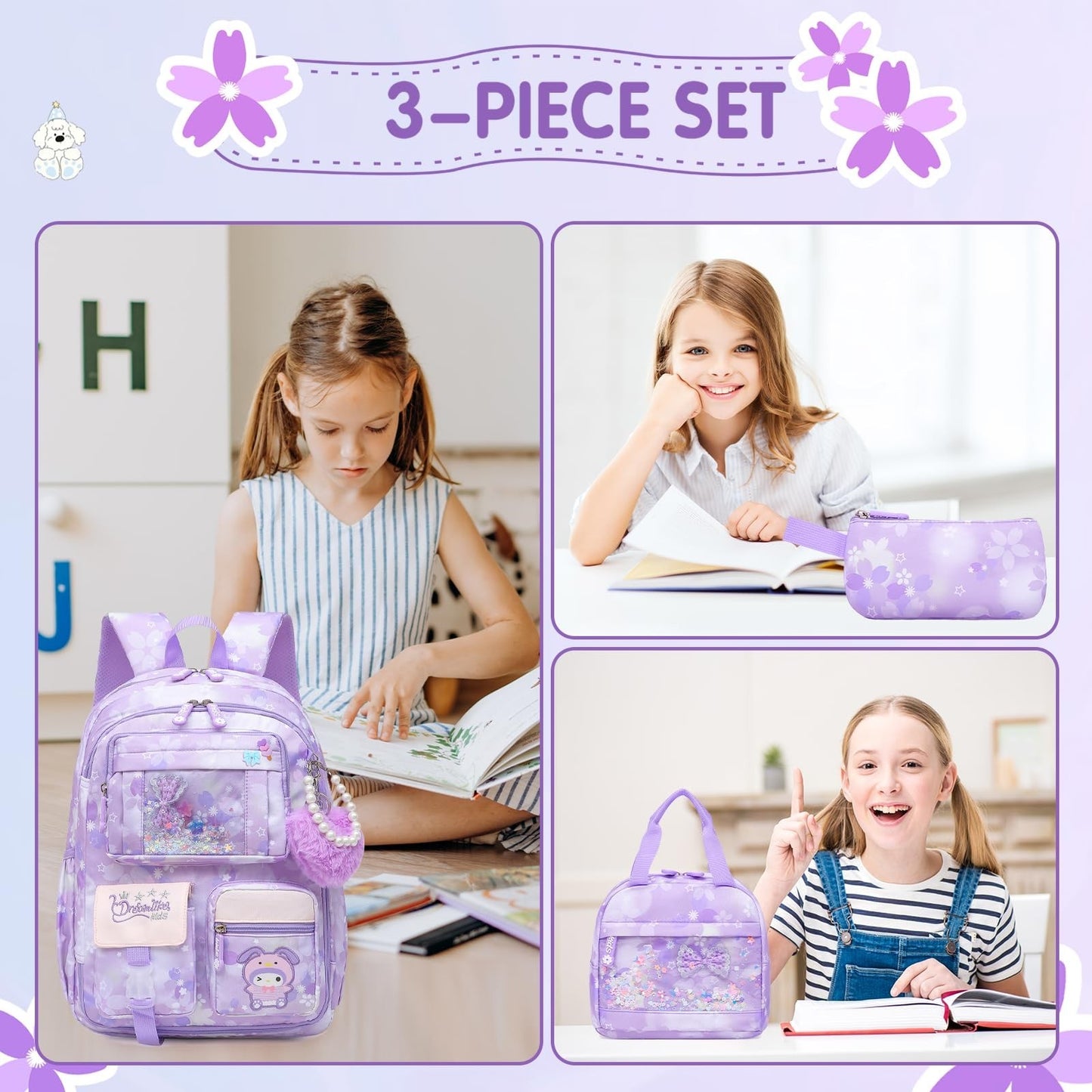 Stylish Girls School Backpack   17" Splash Proof Book Bag with Multiple Pockets6