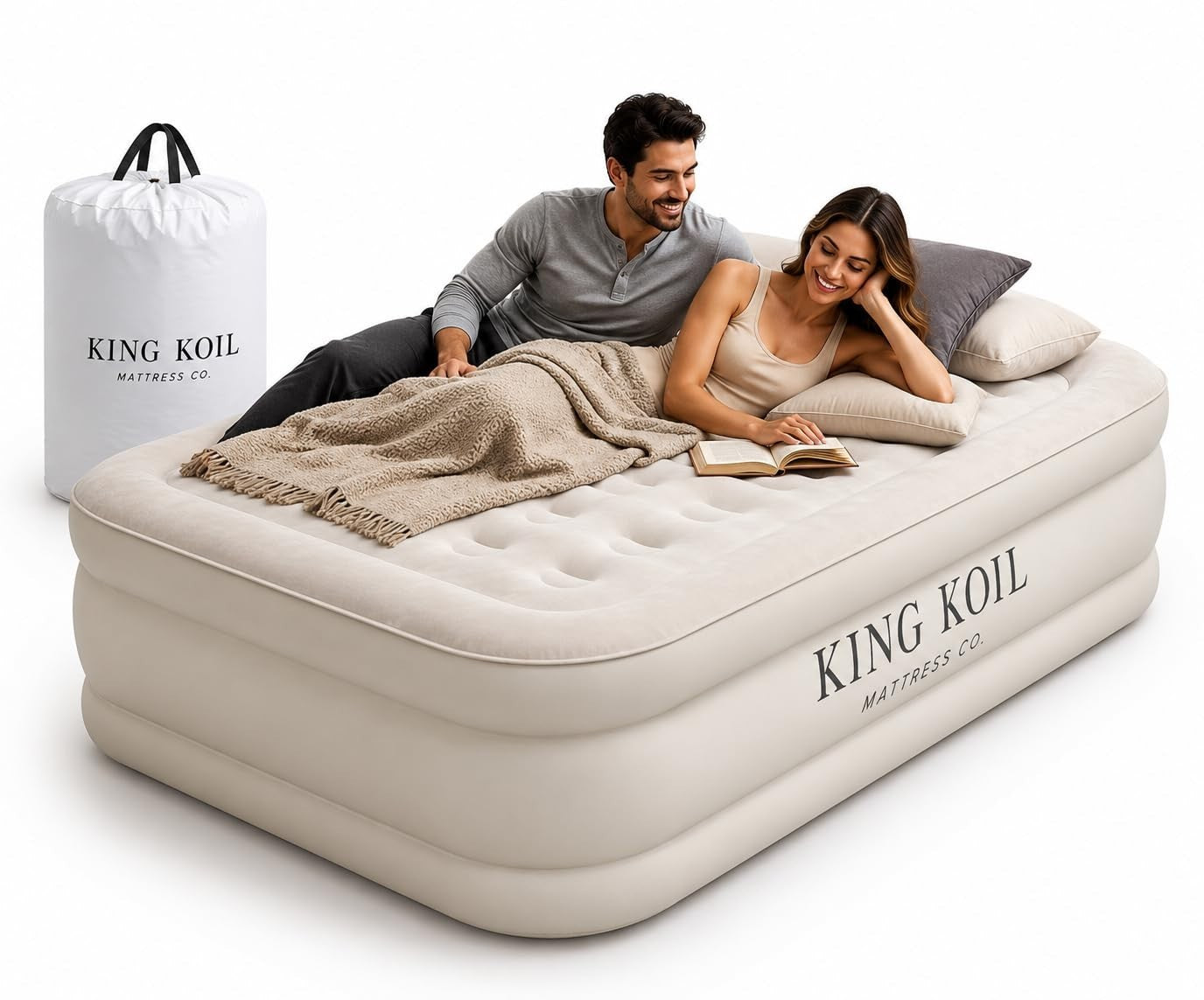 Twin Air Mattress with Built in Pump, Inflatable Bed, Waterproof Top, 300lb Capa6