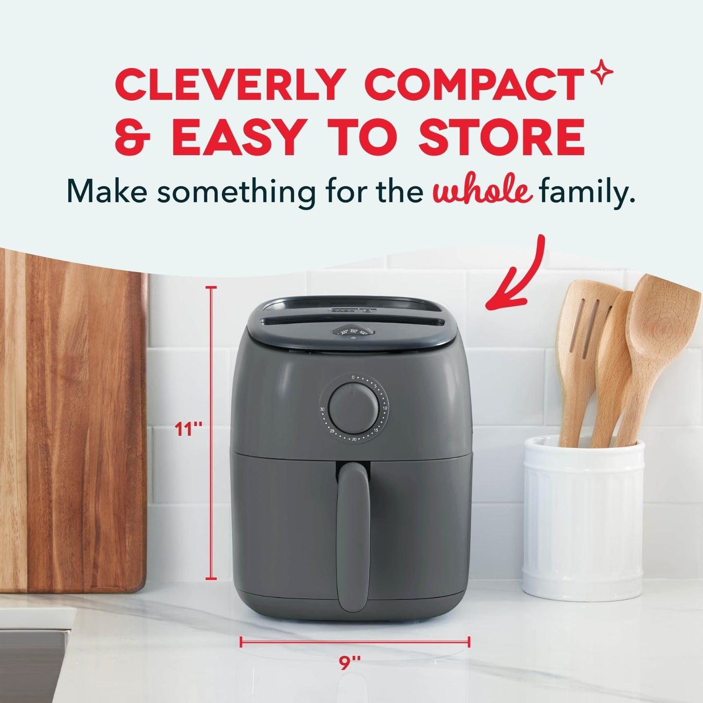 Compact Air Fryer with Adjustable Temp Control, Nonstick Basket, 2.6 Quarts2