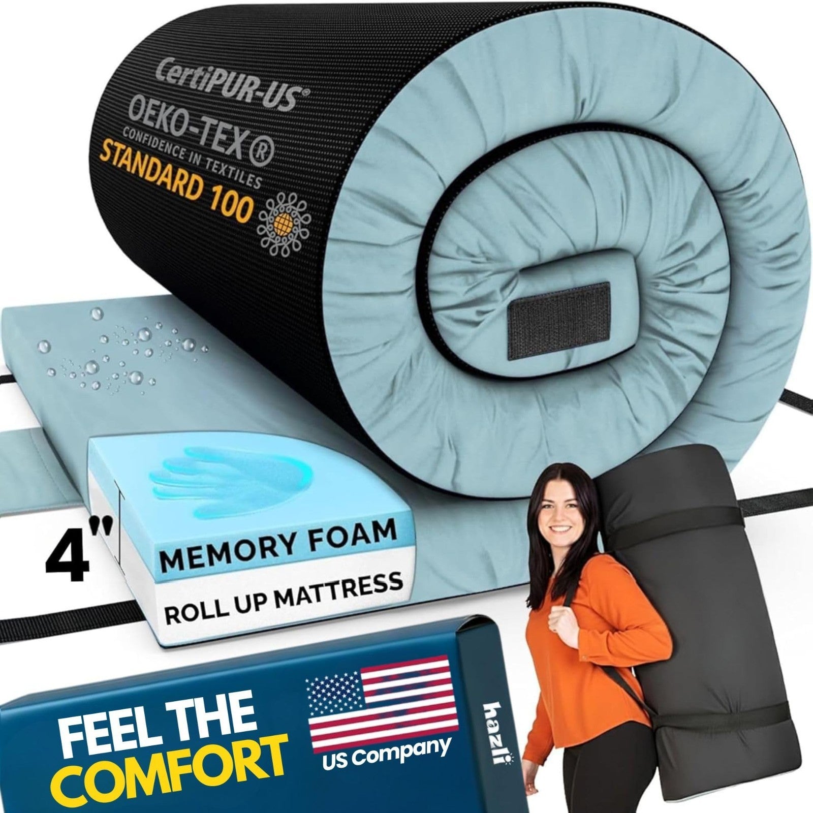 AirCell Memory Foam Camping Mattress Pad   Portable Roll Up Sleeping Mat for RV,1