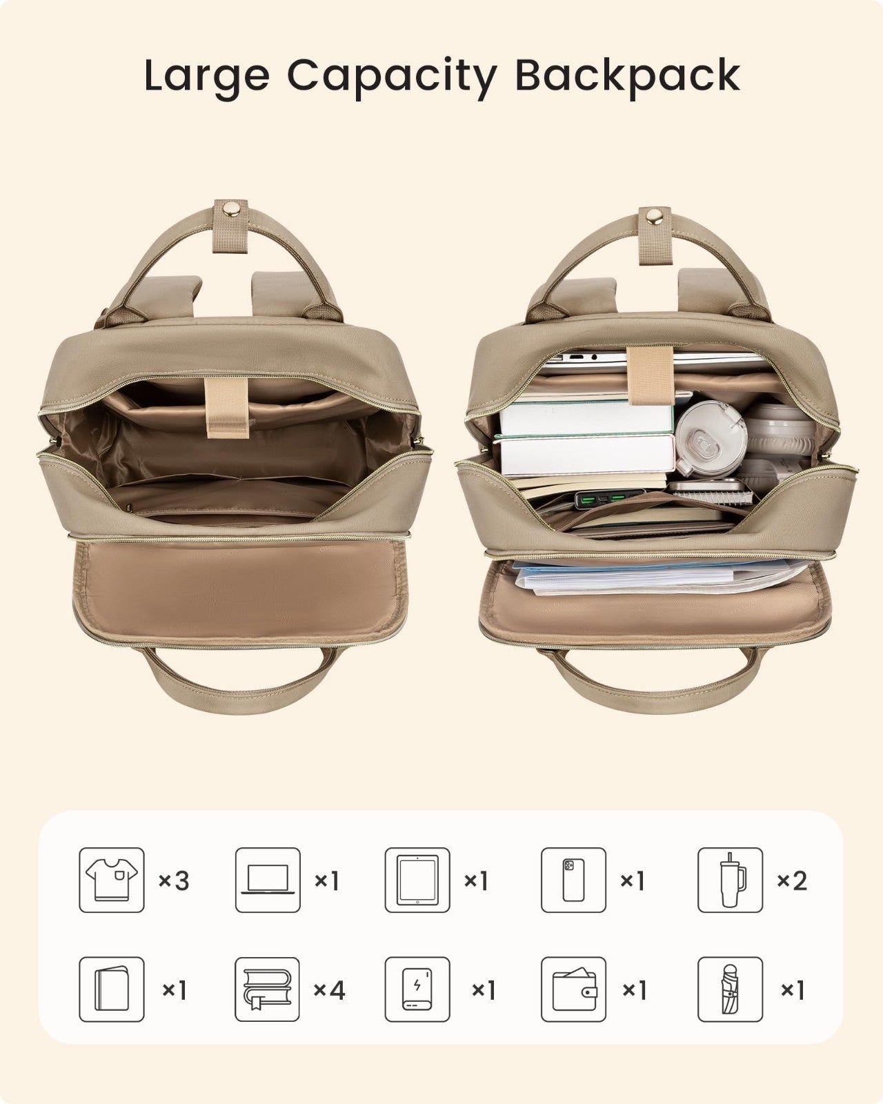 Stylish Women's Laptop Backpack with Tumbler Holder, 15.6" Waterproof Travel Bag3