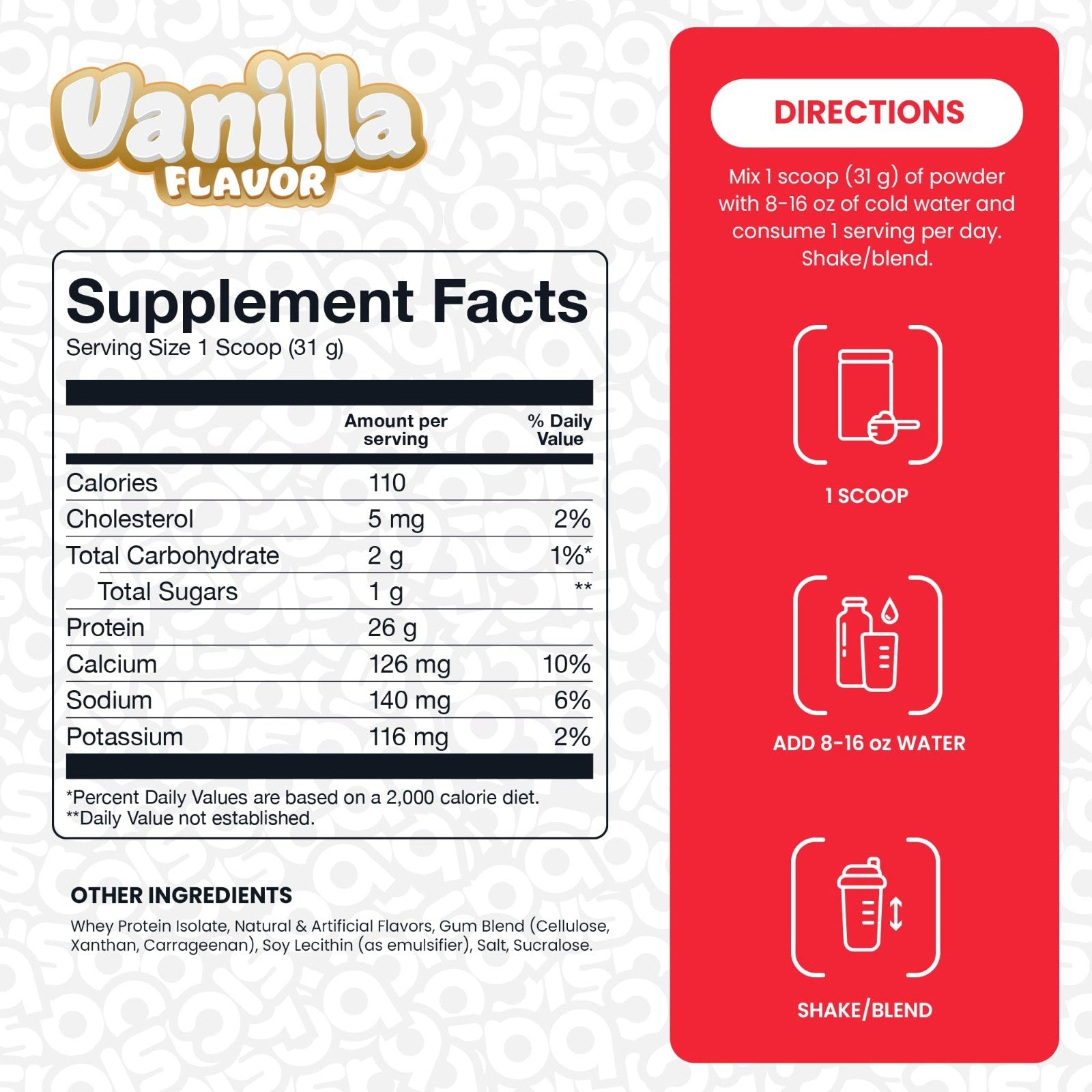 High-Quality Whey Protein Isolate, 26g Protein, Gluten-Free, 0g Fat, Low-Calorie3