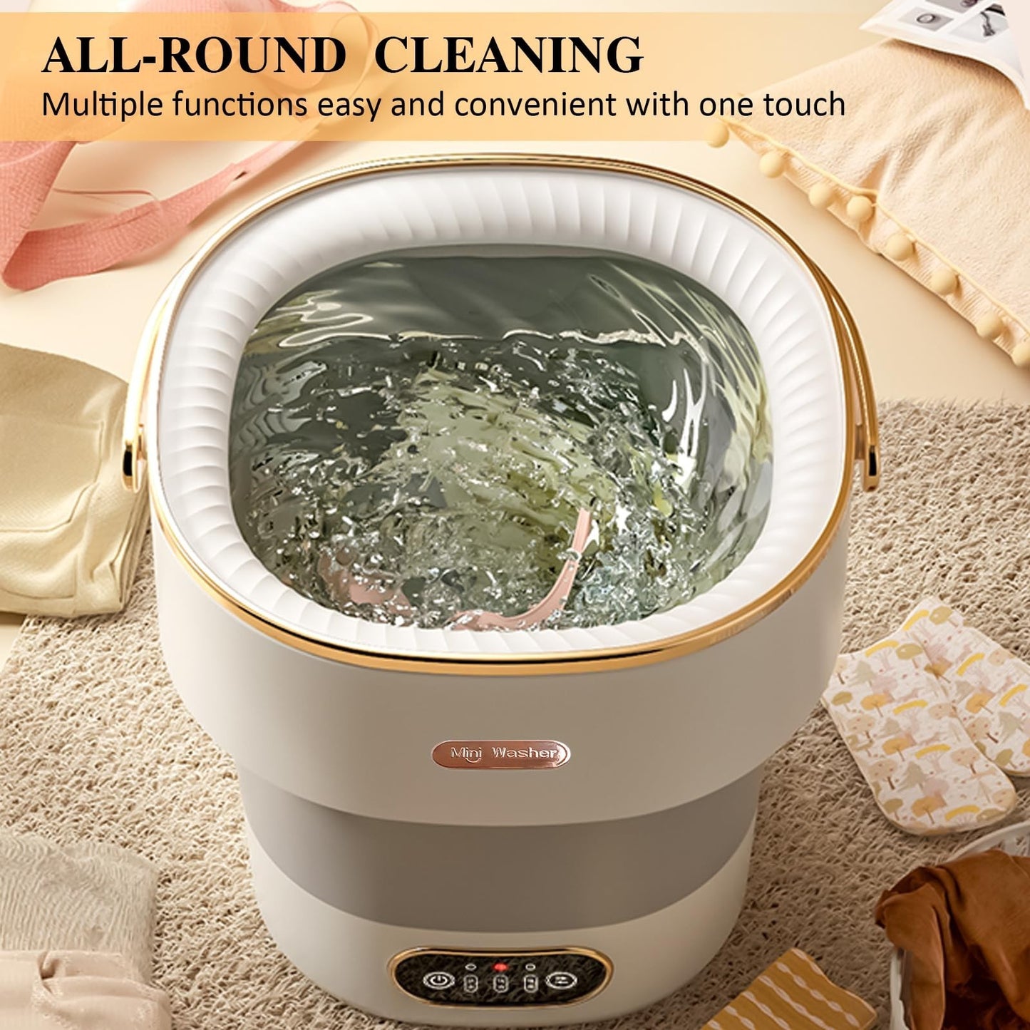 Portable Mini Washing Machine 20L with Spin Basket   Compact for Baby & Small Cl4