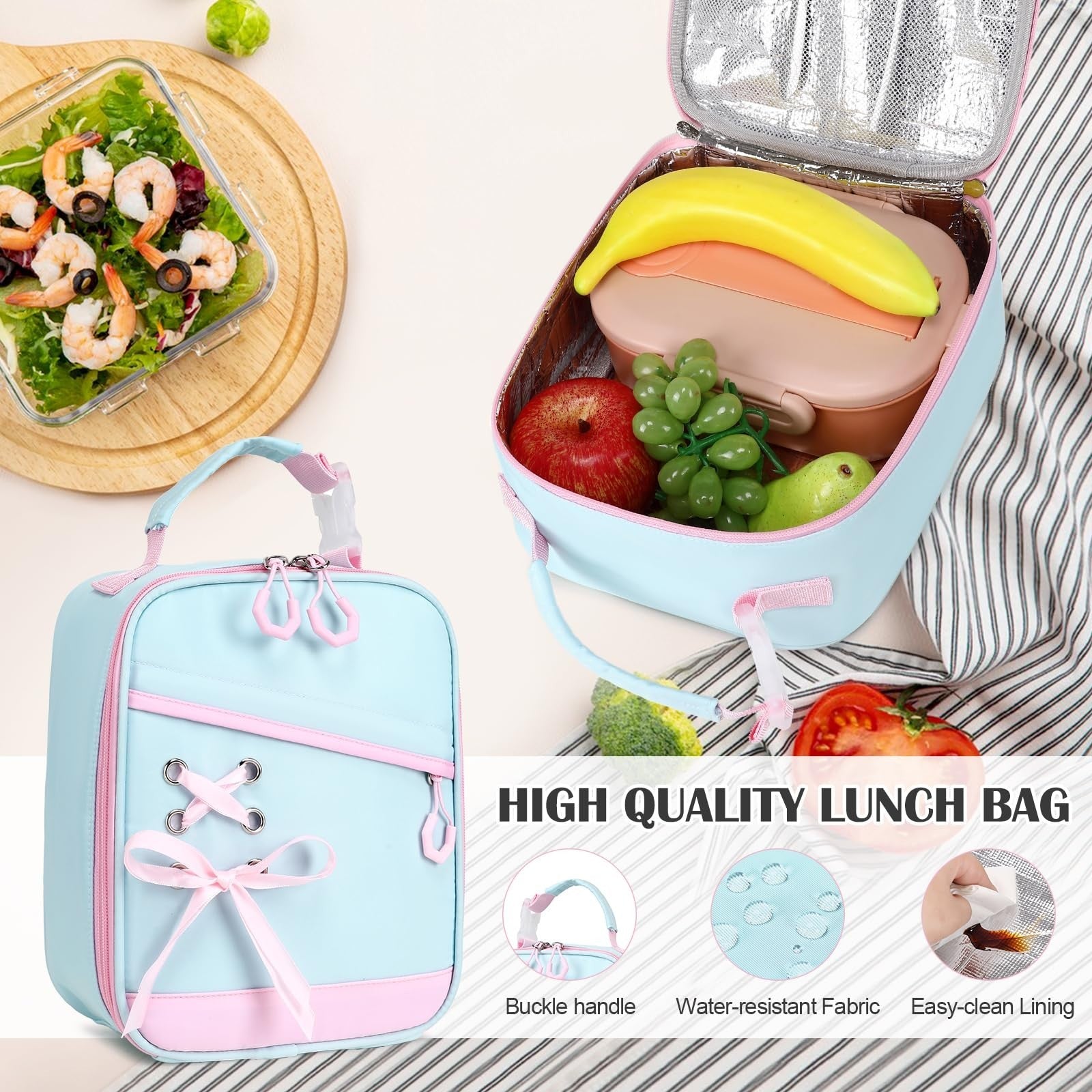 3PCS Girls School Backpack Set with Lunch Box & Pencil Pouch   Stylish & Durable5