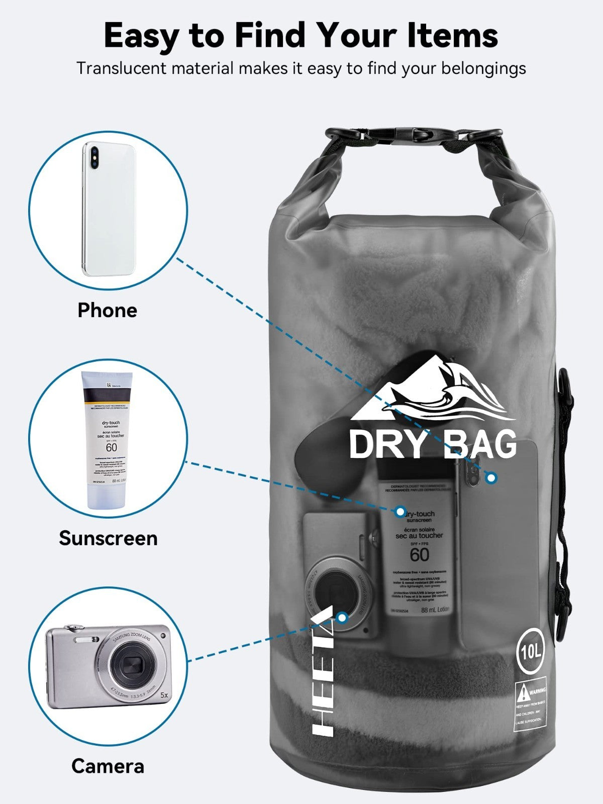 Waterproof Dry Bag for Travel, Kayaking, Boating - Lightweight Roll Top Backpack6