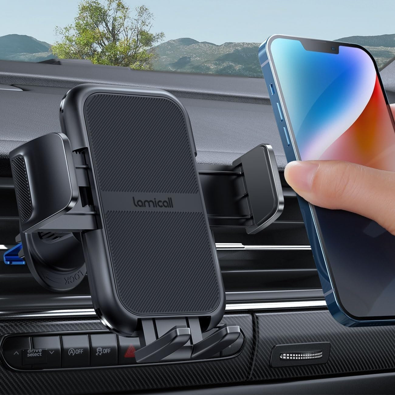 Wider Clamp Metal Hook Car Phone Holder for Thick Cases   Hands Free Mount for i1