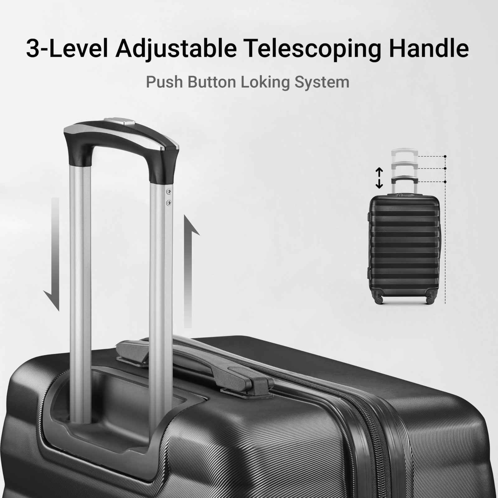 3 Piece Hardshell Luggage Set with Spinner Wheels & 6 Packing Bags - 20/24/28 In6