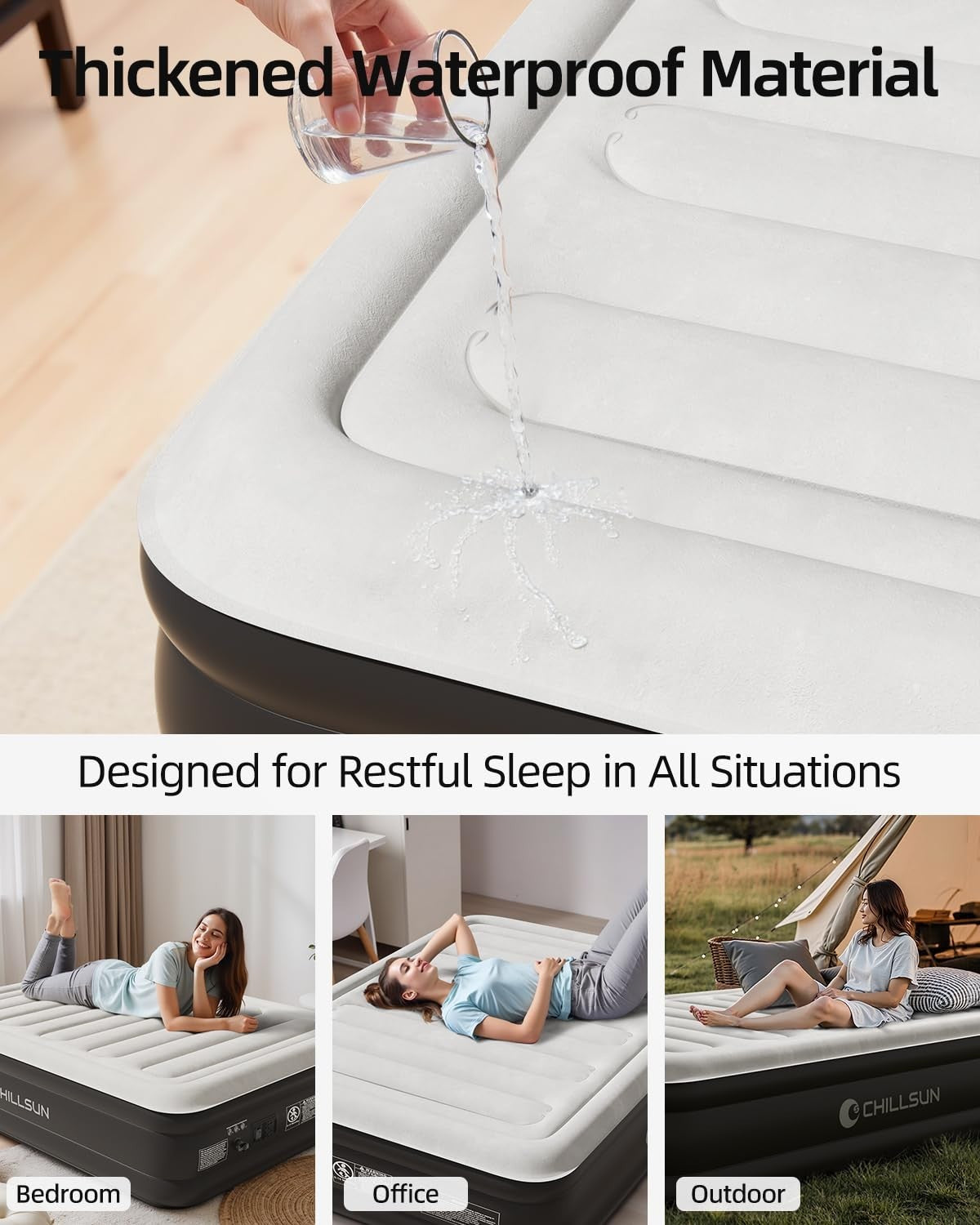18" Raised Air Mattress with Built in Pump   Luxury Inflatable Bed for Home & Ca3