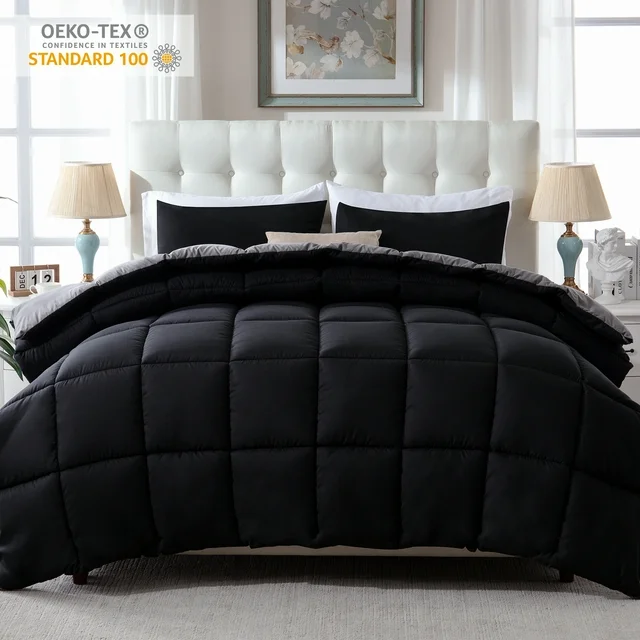 Yalamila 3 Pieces Bed in a Bag Comforter Set,Black/Grey,0