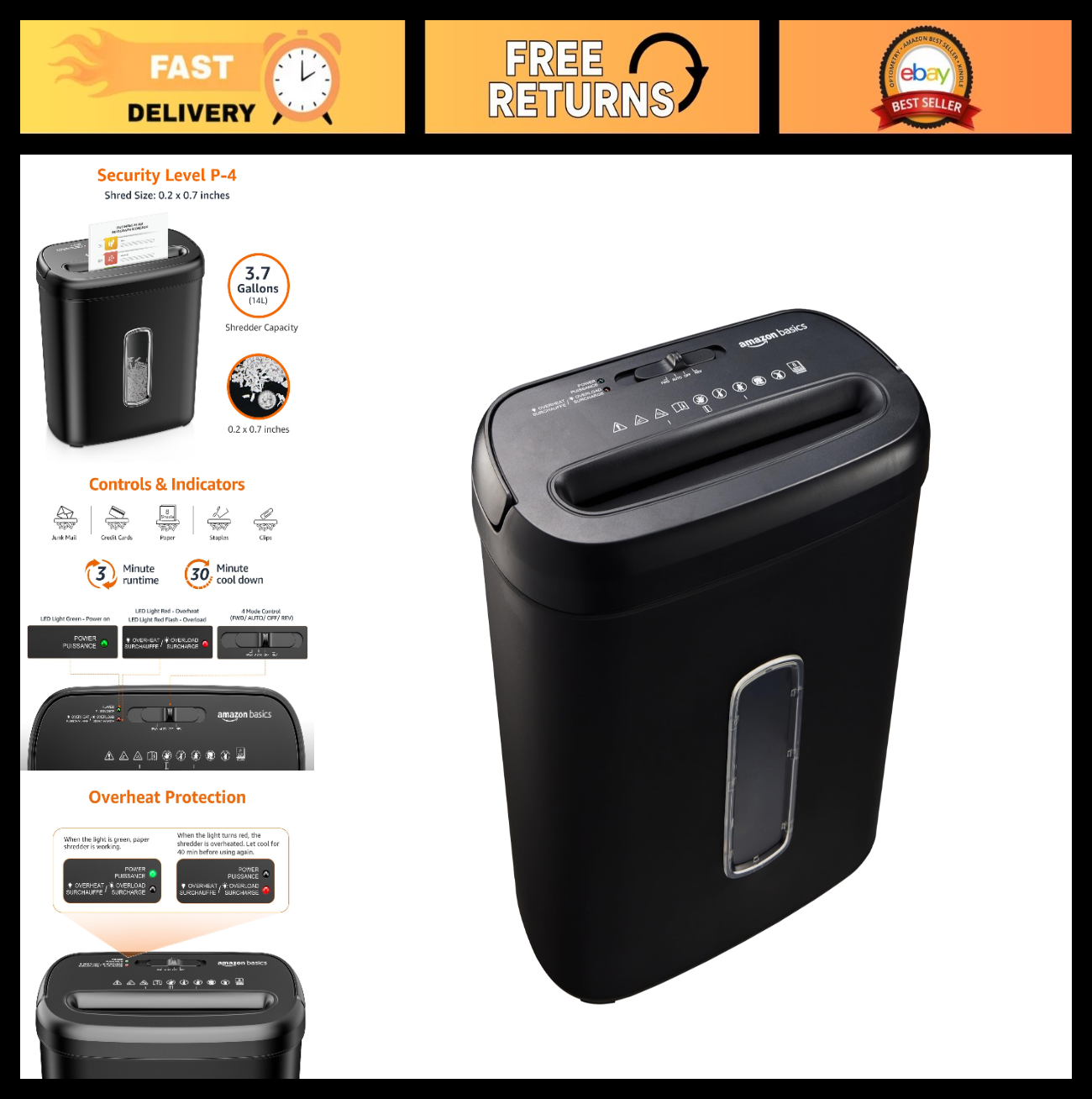 8 Sheet High Security Cross Cut Shredder for Paper & Credit Cards, P 4, Auto Shu0