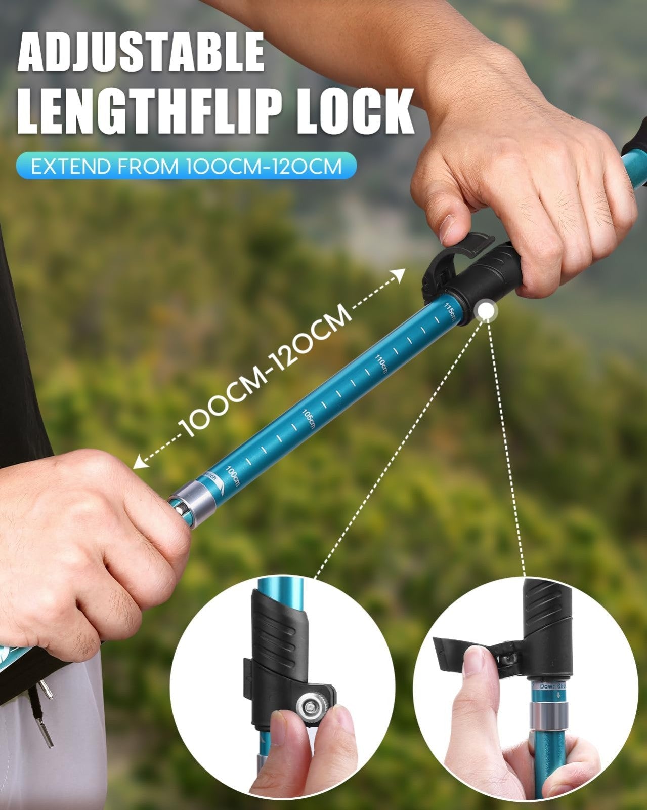 Collapsible Trekking Poles - Lightweight Aluminum Walking Sticks for Hiking, Cam4