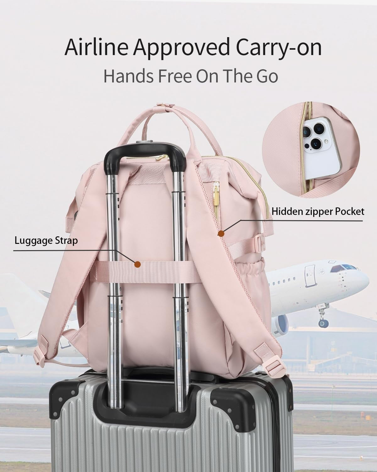 Large Laptop Backpack for Women, Teacher Nurse Work Bag with Cup Holder & USB Ch2