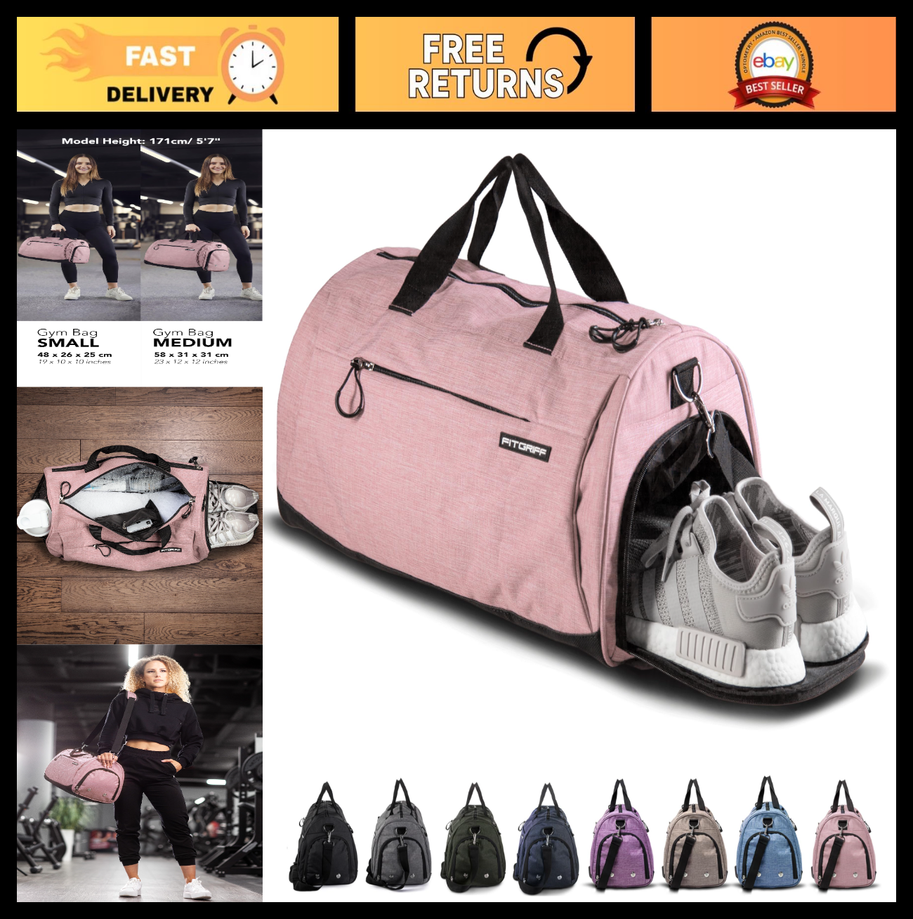 Versatile Gym Duffle Bag with Shoe & Wet Compartment for Travel, Sports & Fitnes0