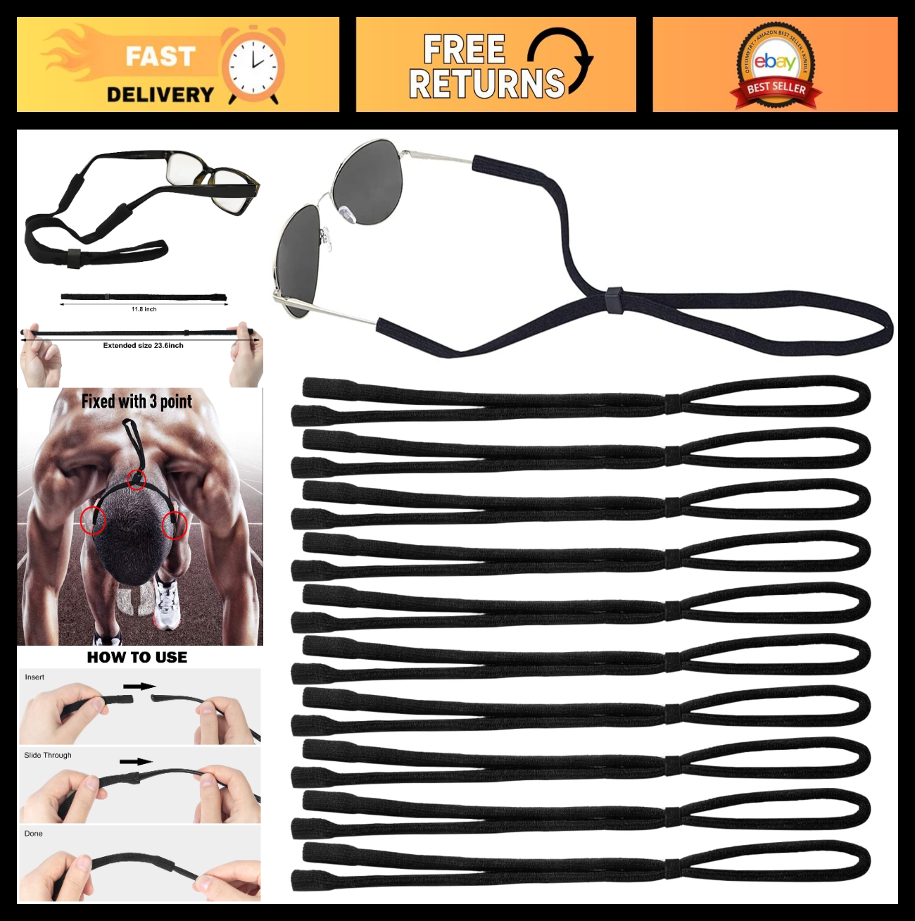 10 Pack Adjustable Eyeglass Straps - Universal Neck Lanyard for Glasses & Sungla0