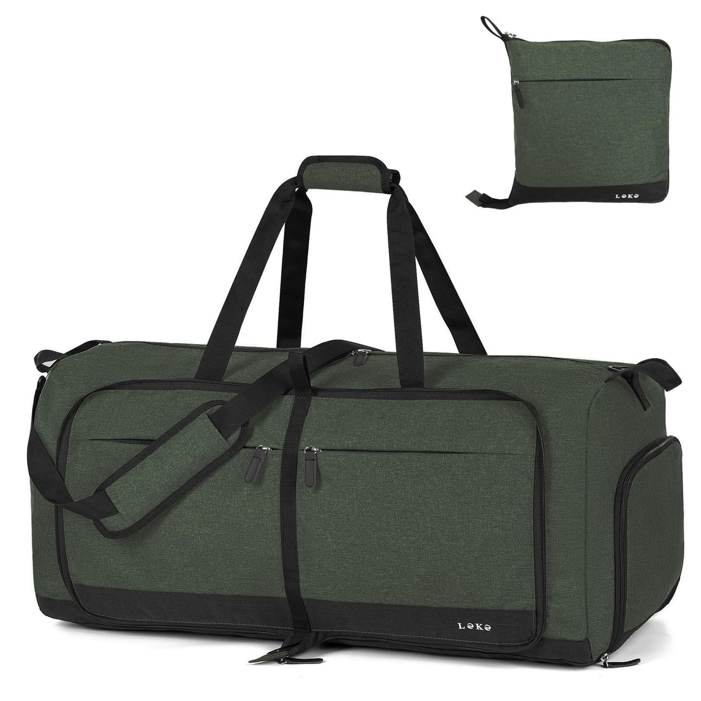 80L Foldable Travel Duffel Bag for Women - Large Weekend Carry-On with Shoe Comp1