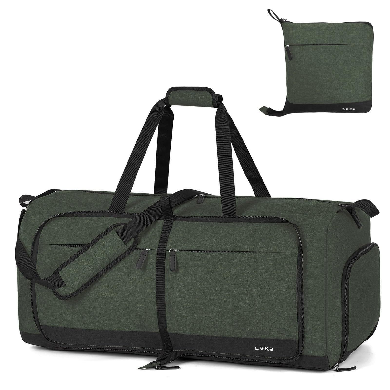 80L Foldable Travel Duffel Bag for Women - Large Weekend Carry-On with Shoe Comp1