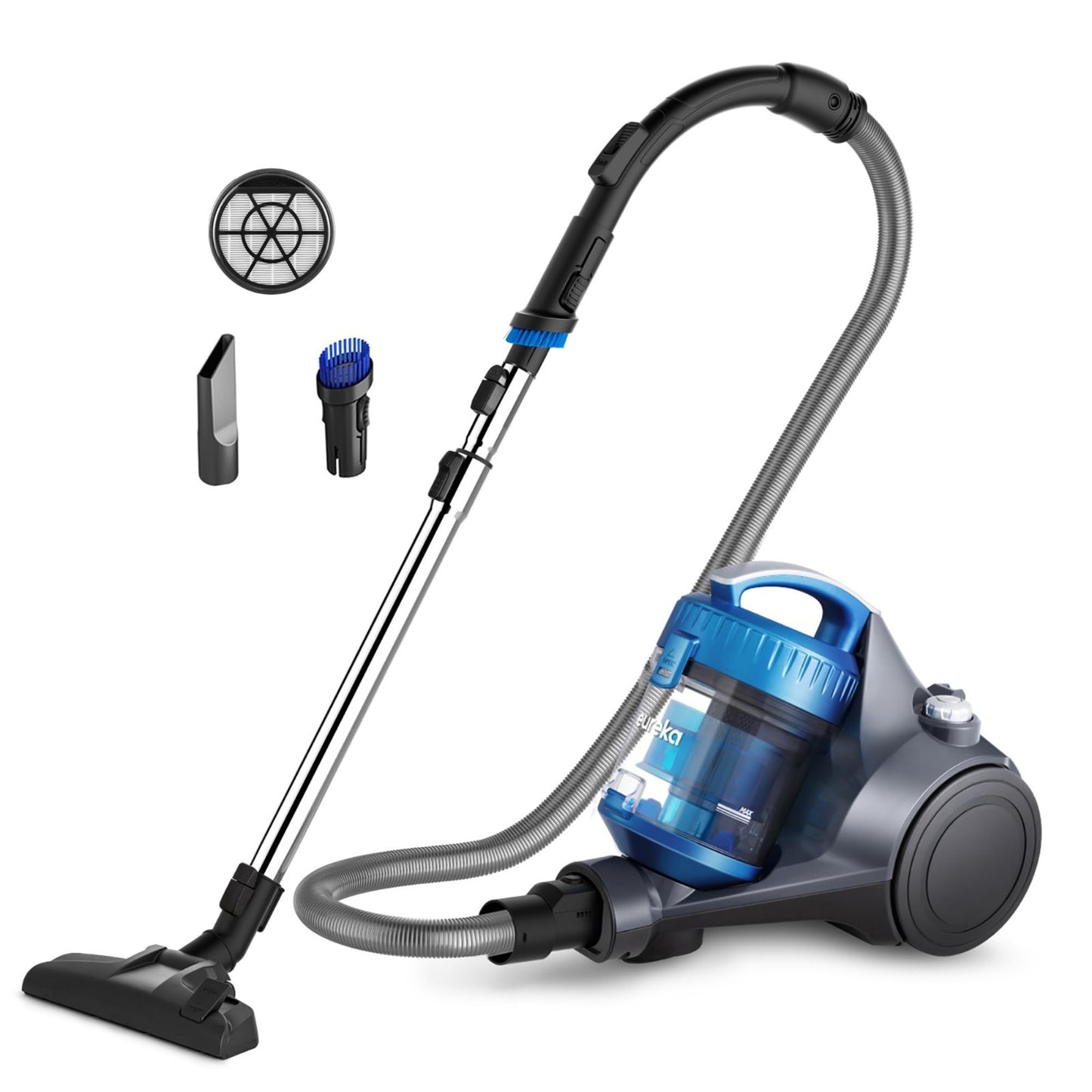 Lightweight Bagless Canister Vacuum Cleaner - Powerful Suction, HEPA Filter, 2-i1