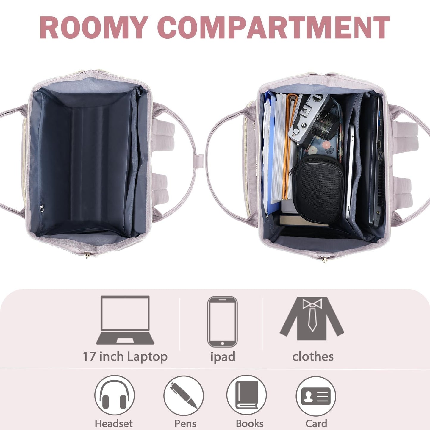 Stylish 17" Water-Repellent Laptop Backpack for College, Travel & Work - Dusty P3