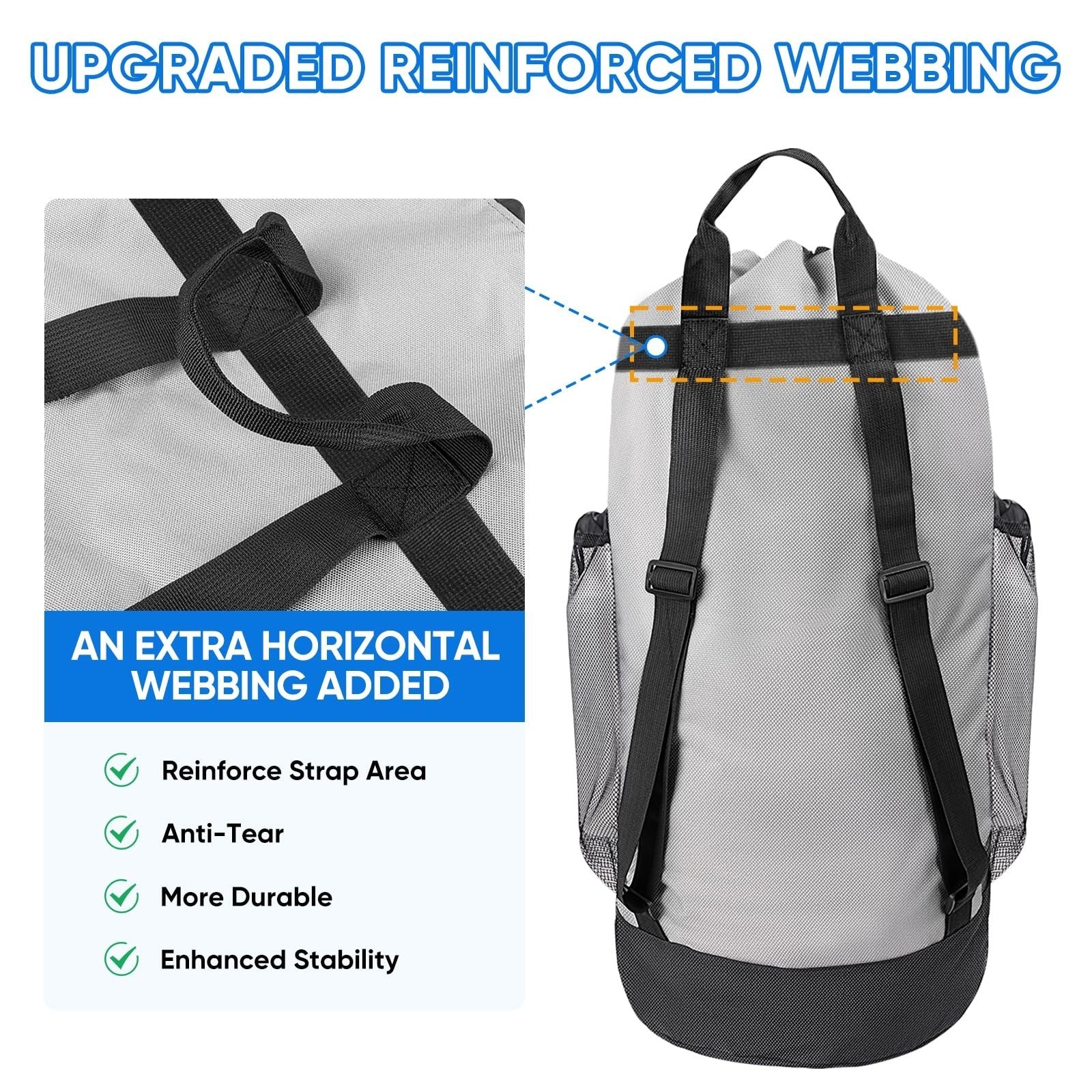 120L Large Laundry Backpack Bag - Durable Oxford Fabric, Shoulder Straps & Mesh3