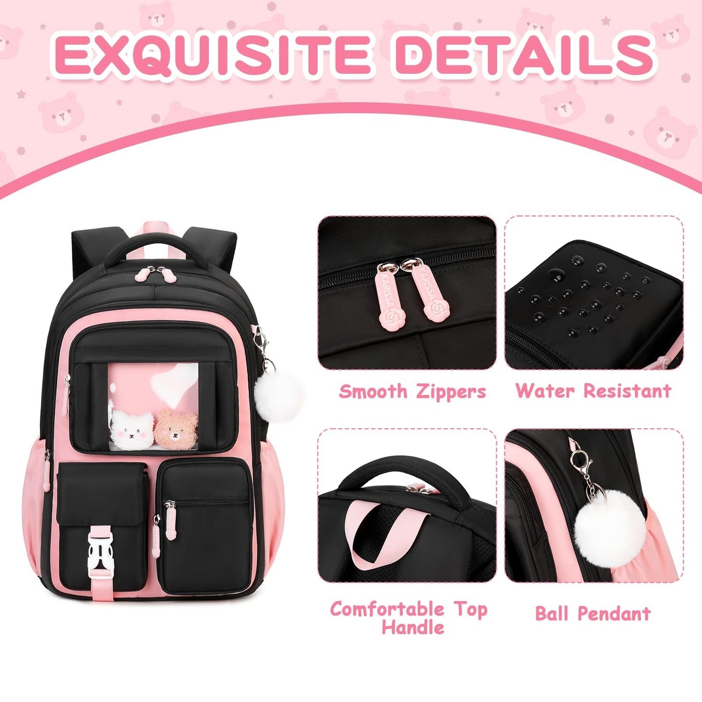 Kawaii Girls School Backpack - Cute Book Bag for Middle & Elementary Students, B5