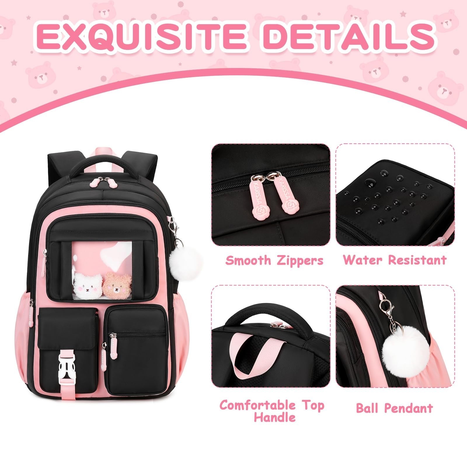 Kawaii Girls School Backpack - Cute Book Bag for Middle & Elementary Students, B5