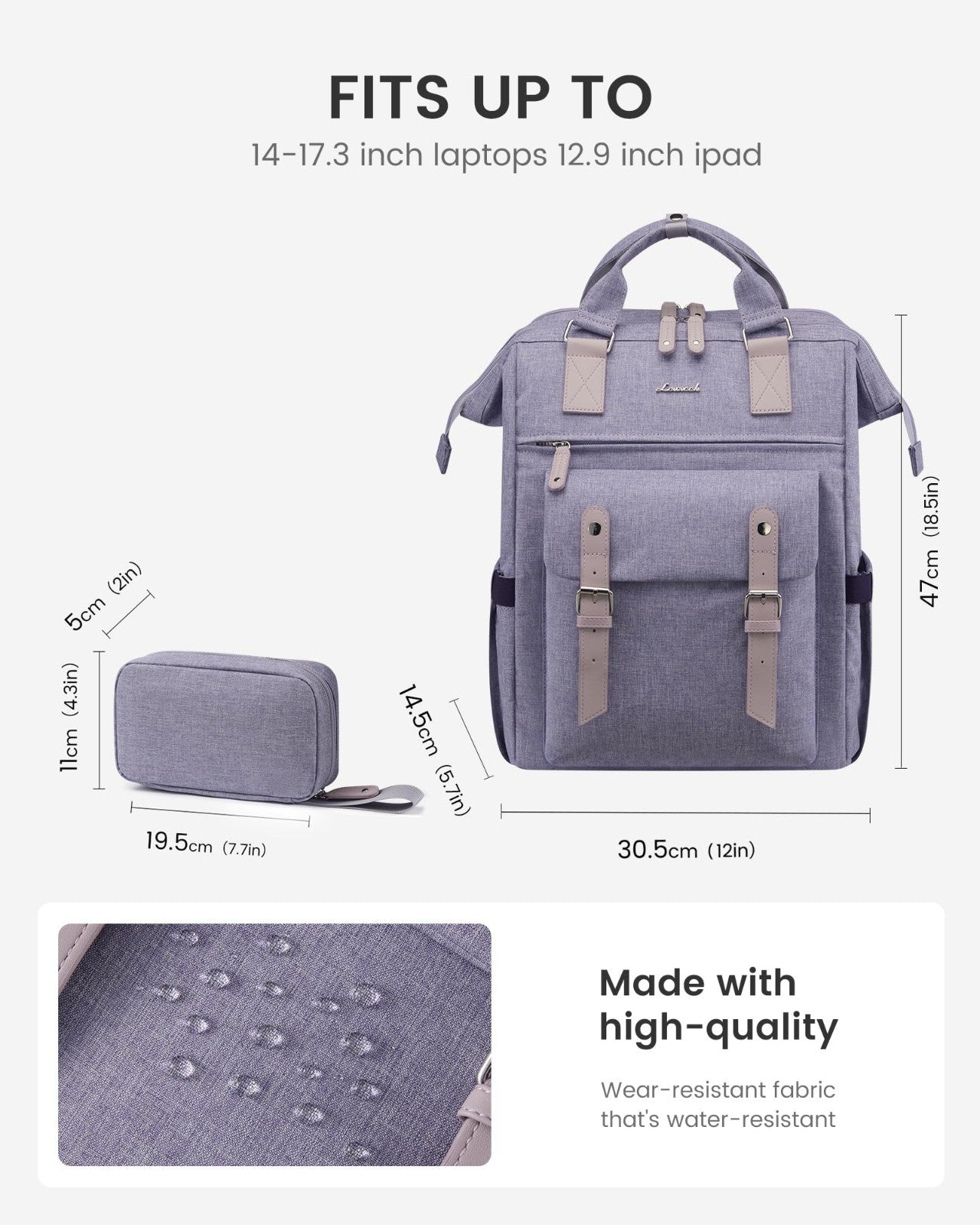 Stylish Waterproof Laptop Backpack for Women, 17.3" Travel Bag with Tumbler Hold3