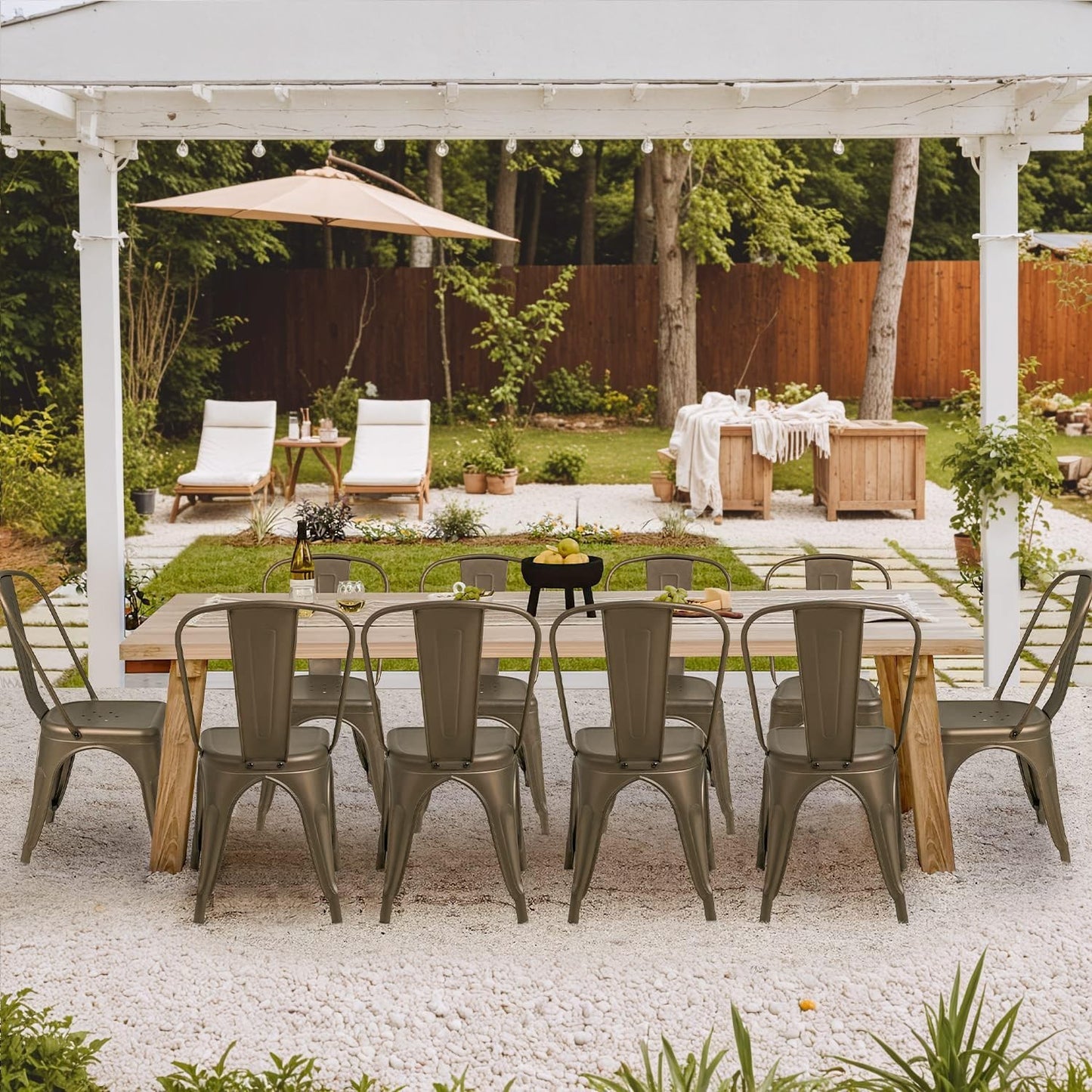 Stackable Metal Dining Chairs Set of 4   Indoor Outdoor Bistro Cafe Side Chairs2