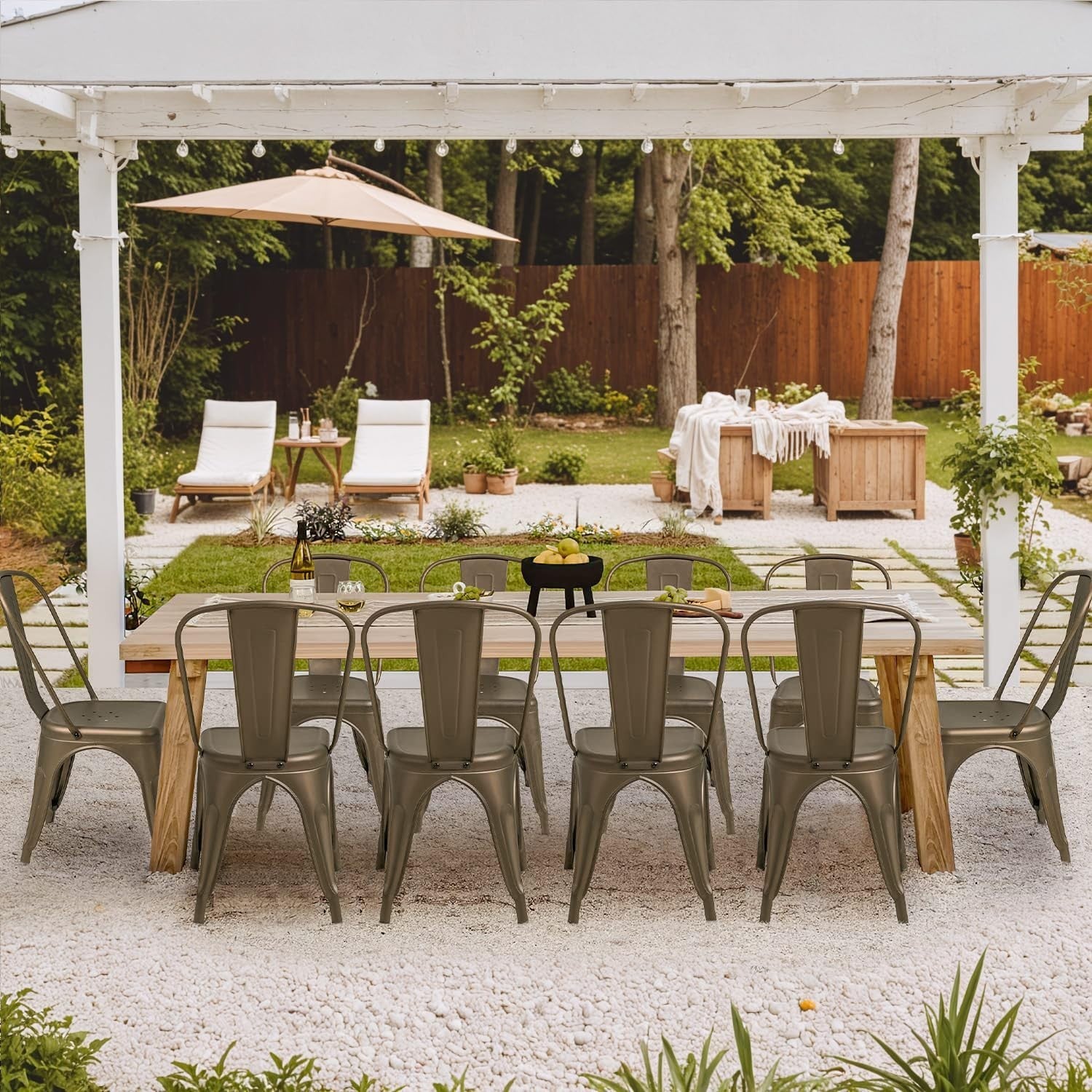 Stackable Metal Dining Chairs Set of 4   Indoor Outdoor Bistro Cafe Side Chairs2
