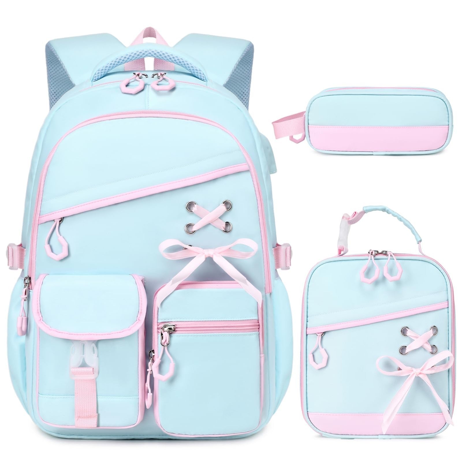 3PCS Girls School Backpack Set with Lunch Box & Pencil Pouch   Stylish & Durable1