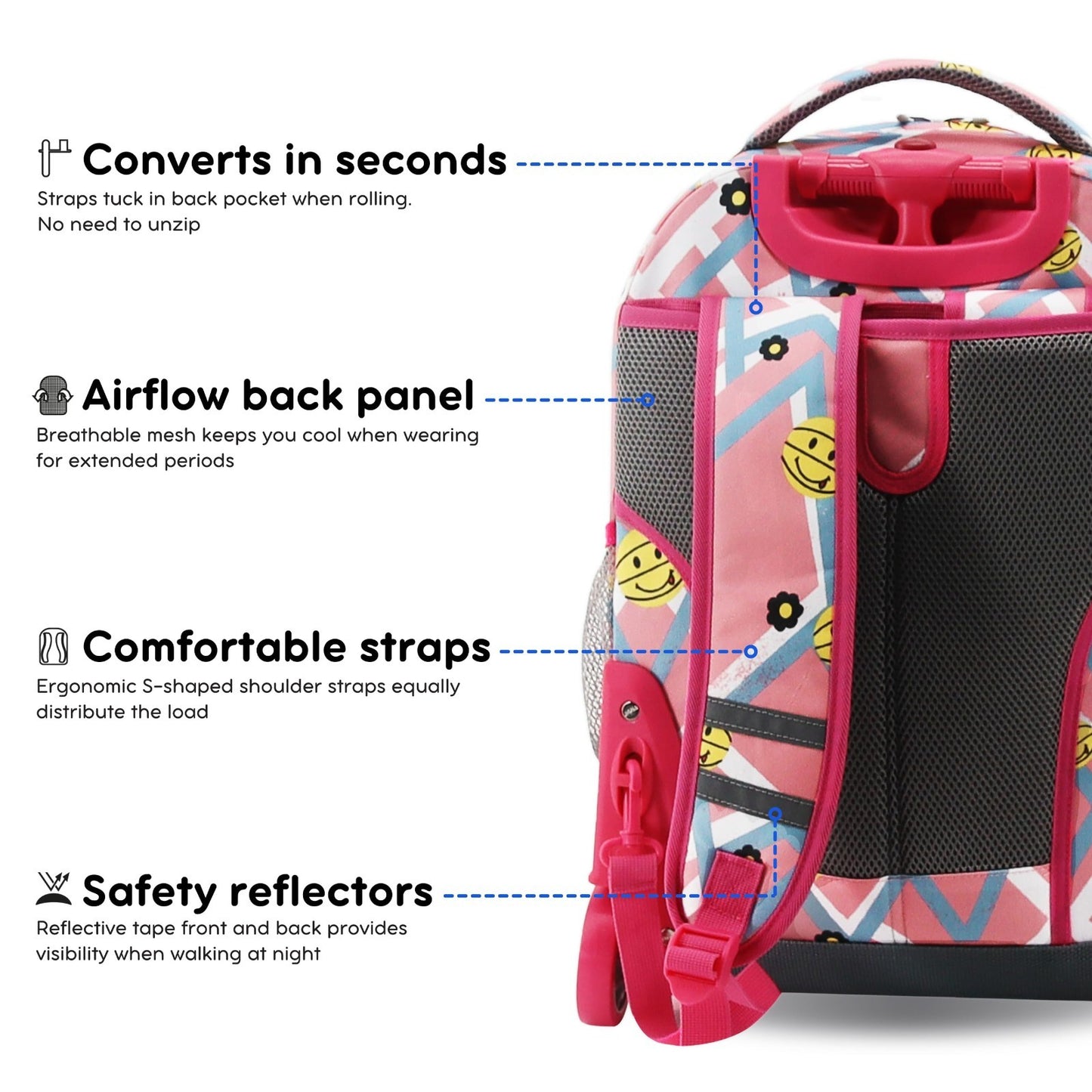 Kids Rolling Backpack with Wheels, 18" School Bookbag for Boys & Girls, Basketba6