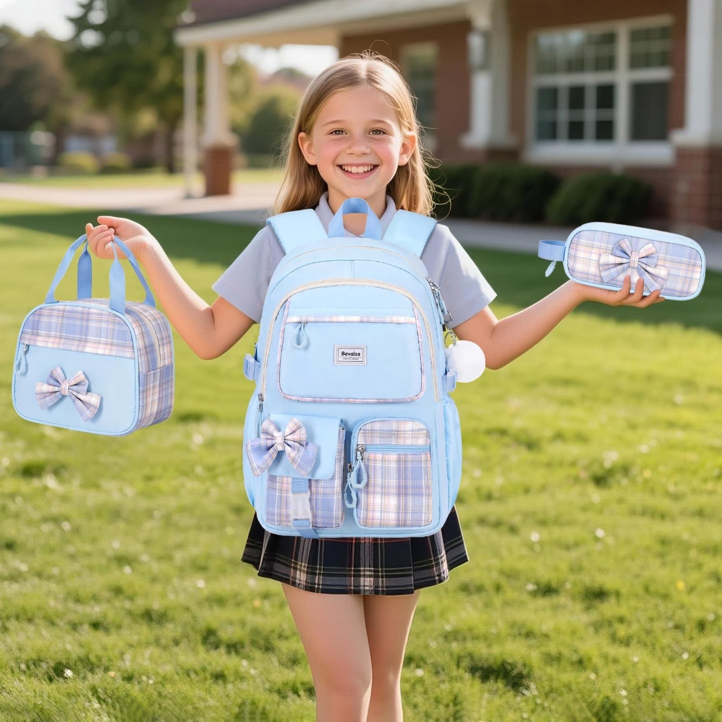 Cute Bow Backpack for Girls   School Bag with Lunch Bag & Pencil Case, Stylish &7