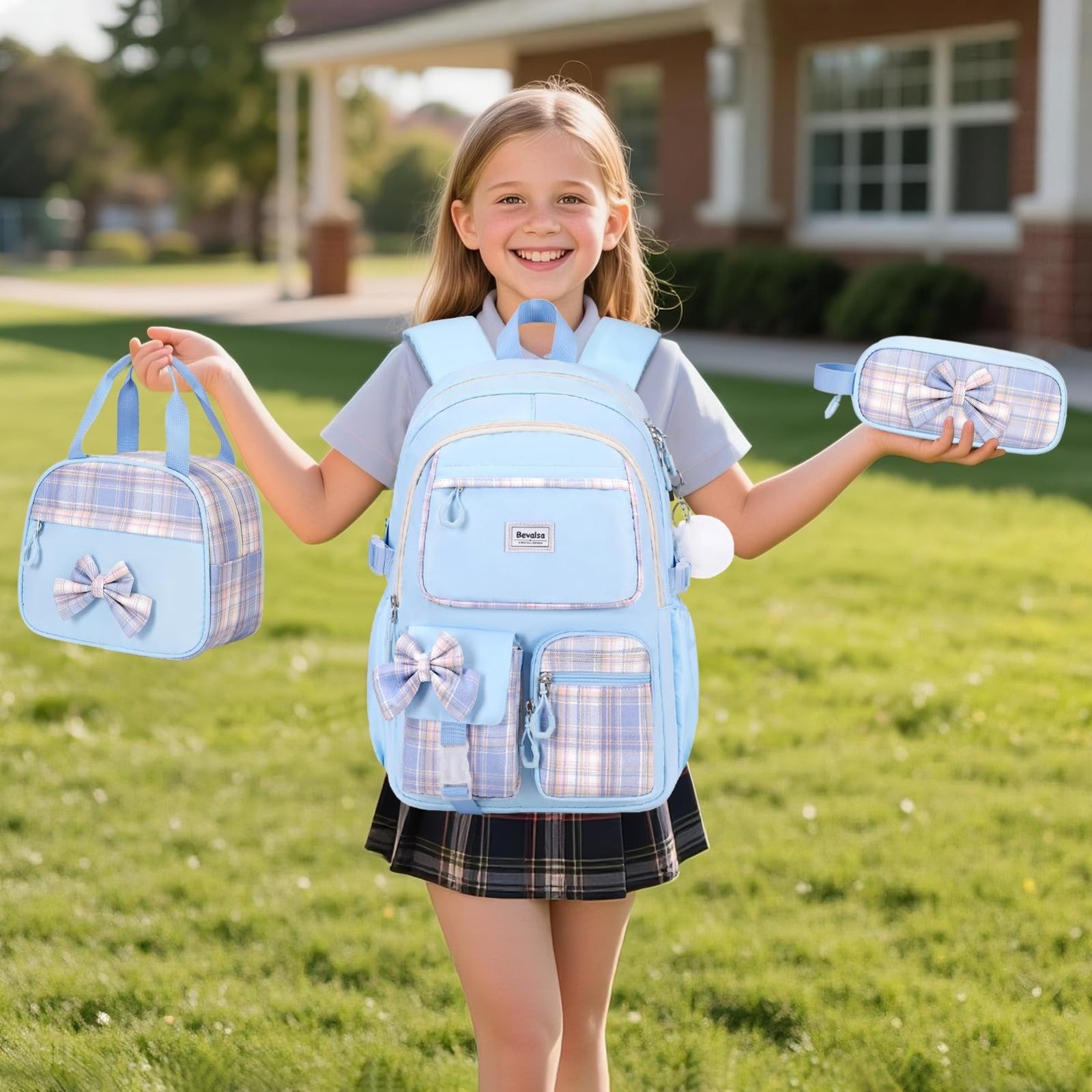 Cute Bow Backpack for Girls   School Bag with Lunch Bag & Pencil Case, Stylish &7