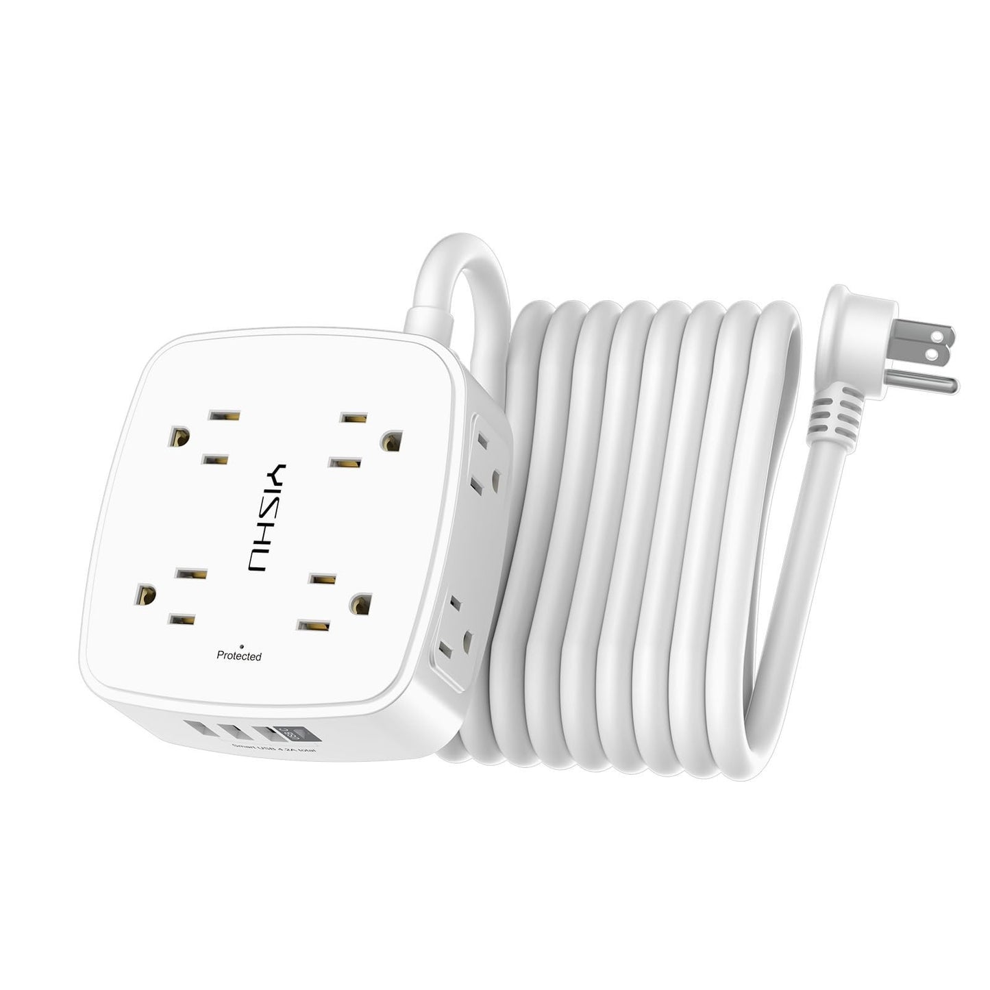 15 Ft Power Strip Surge Protector   8 Outlets, 4 USB Ports, Flat Plug, Wall Moun1