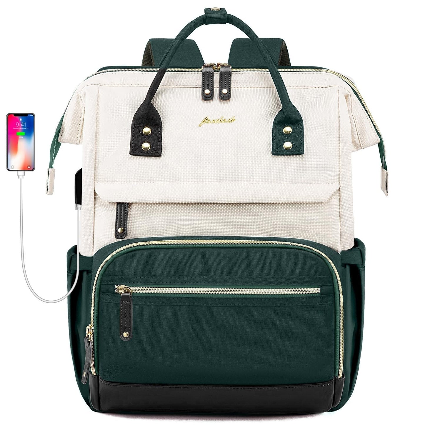15.6" Laptop Backpack for Women   USB Charging, Large Travel Work Bag, Casual Da7